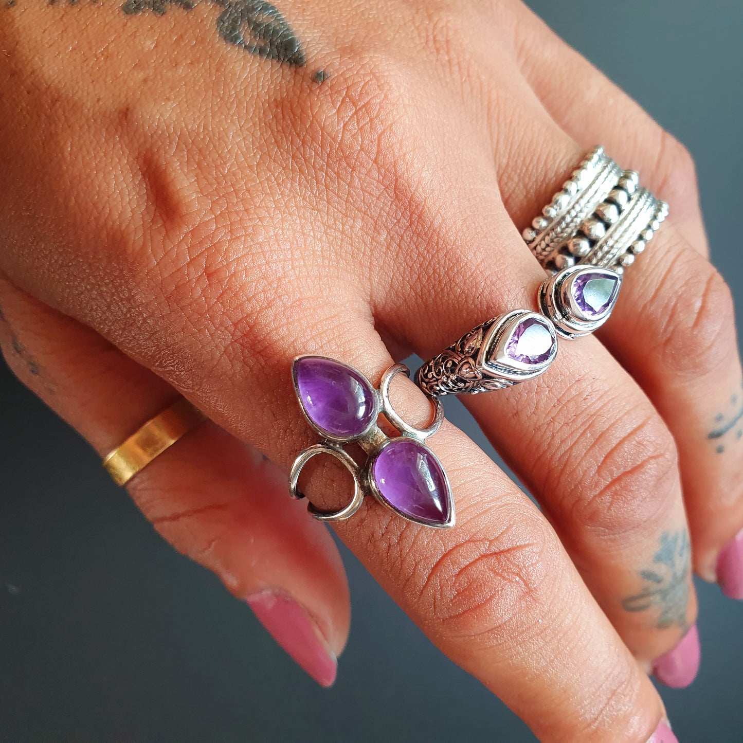 Amethyst Ring Pear Cut Preloved Vintage Gifts