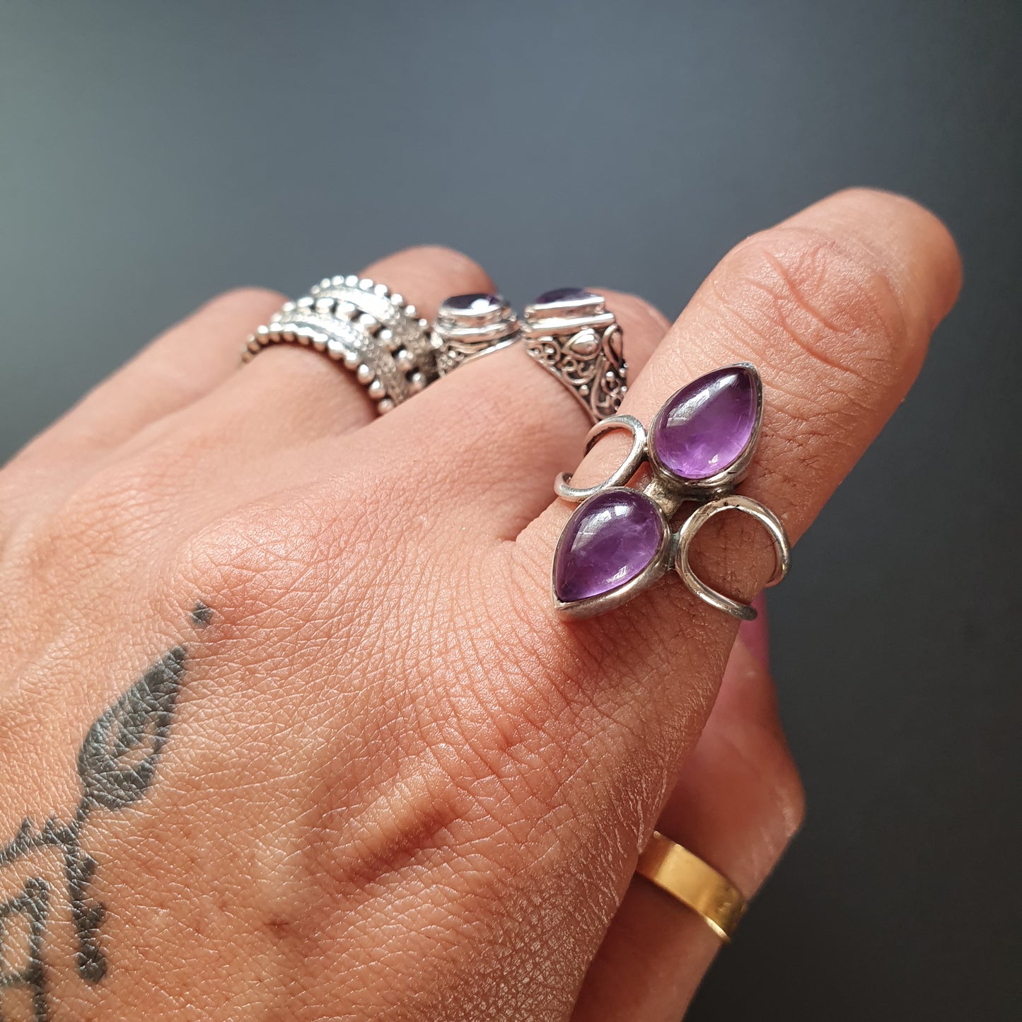 Amethyst Ring Pear Cut Preloved Vintage Gifts