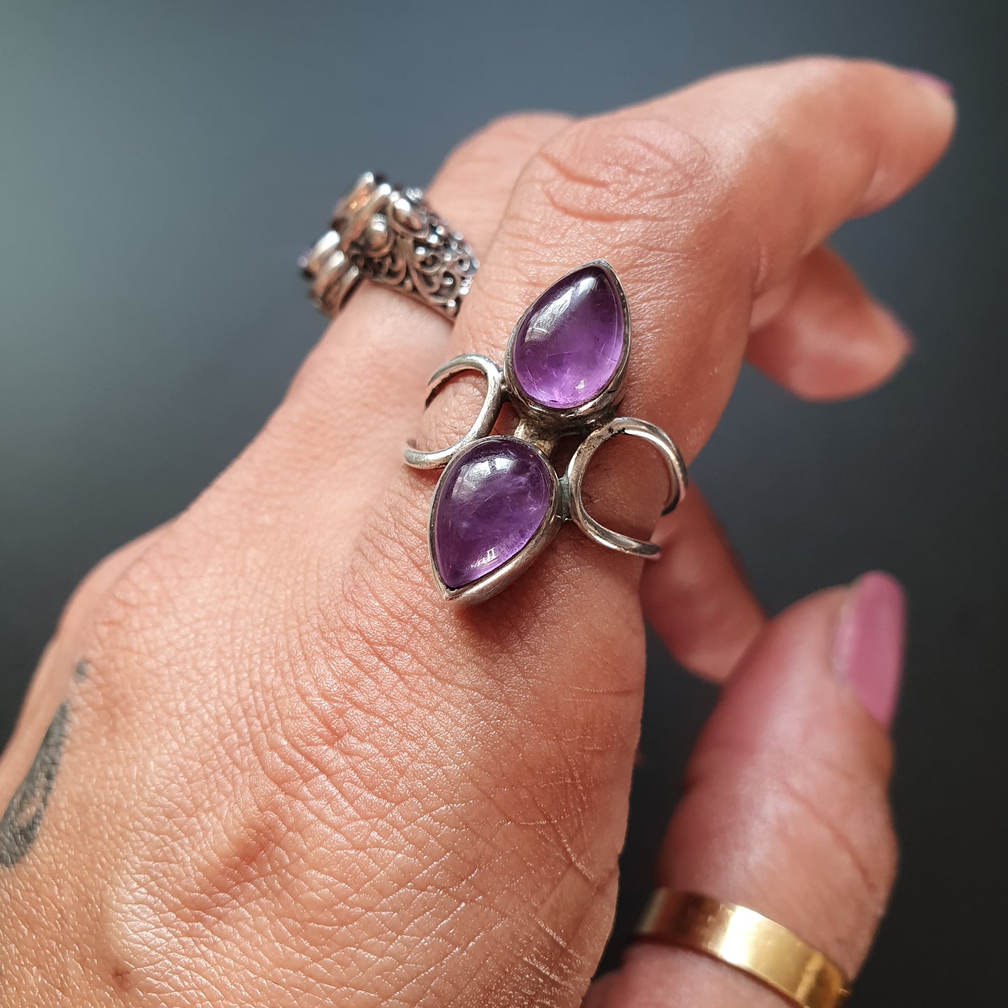 Amethyst Ring Pear Cut Preloved Vintage Gifts