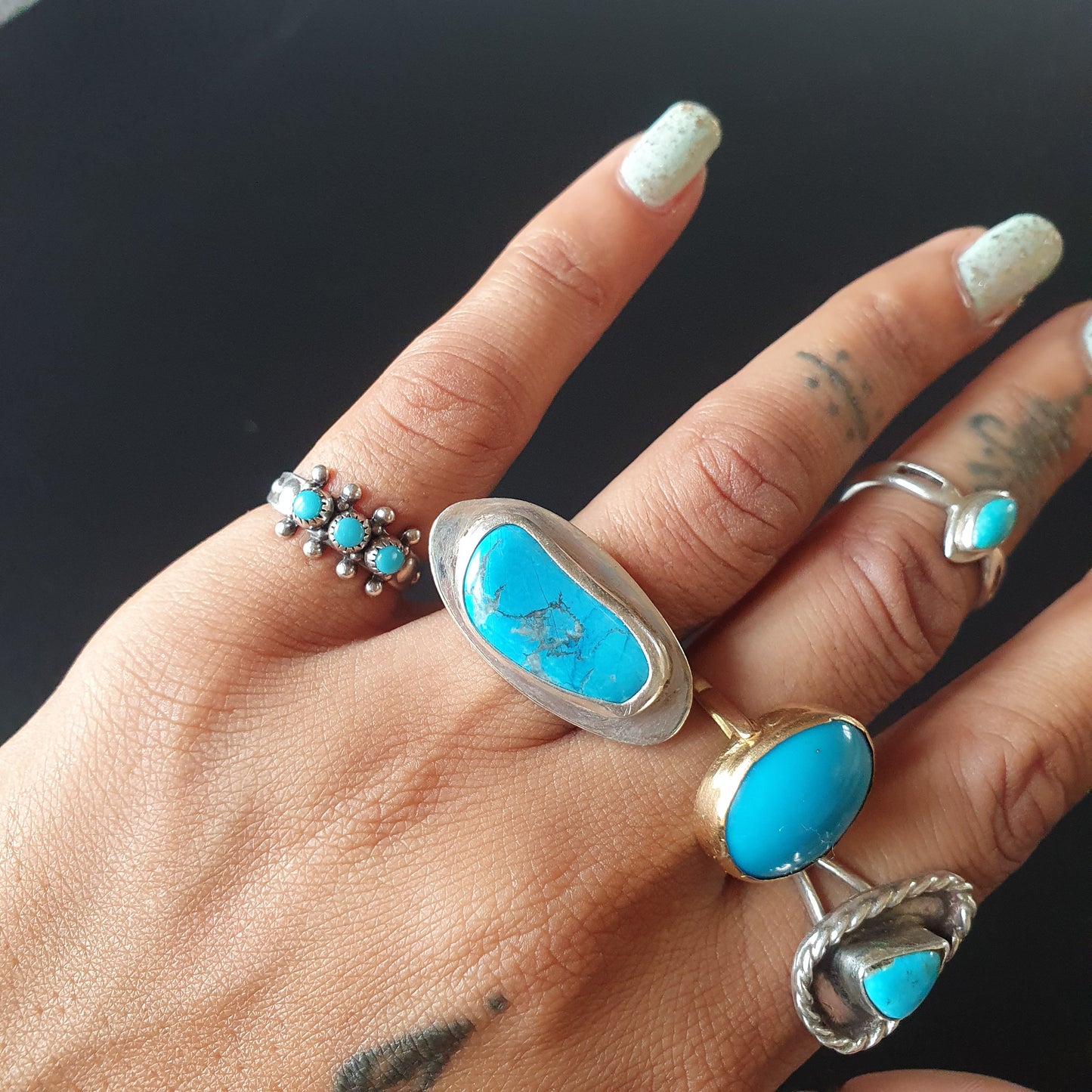 Turquoise ring handmade jewelry boho gifts in sterling silver 925