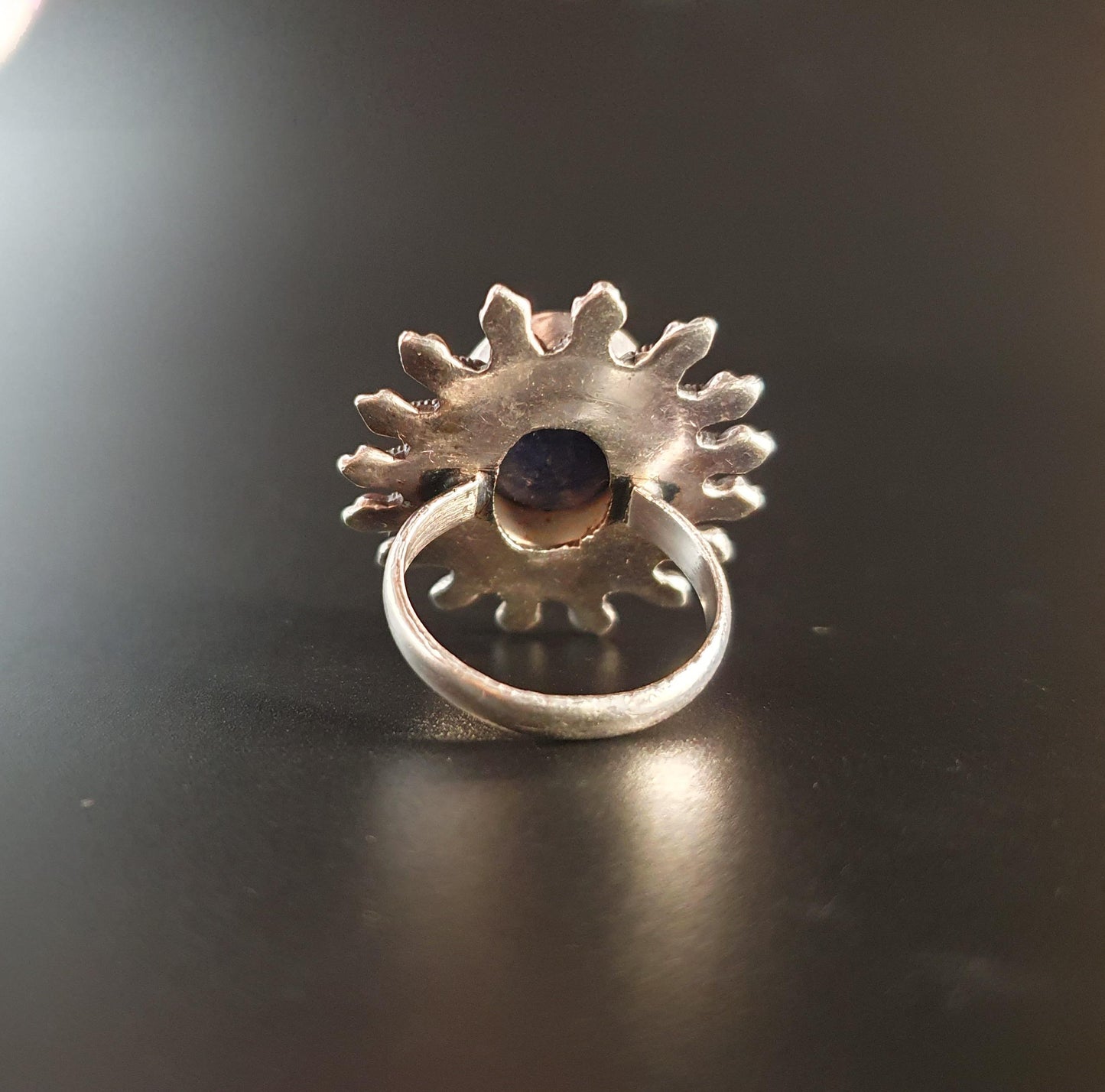 Sapphire Ring,Silver Statement Jewellery, Unique Gifts, Star Ring, Faceted Vintage Regal Filigree Ring, Celestial Sun,Boho-chic, 925, UK R