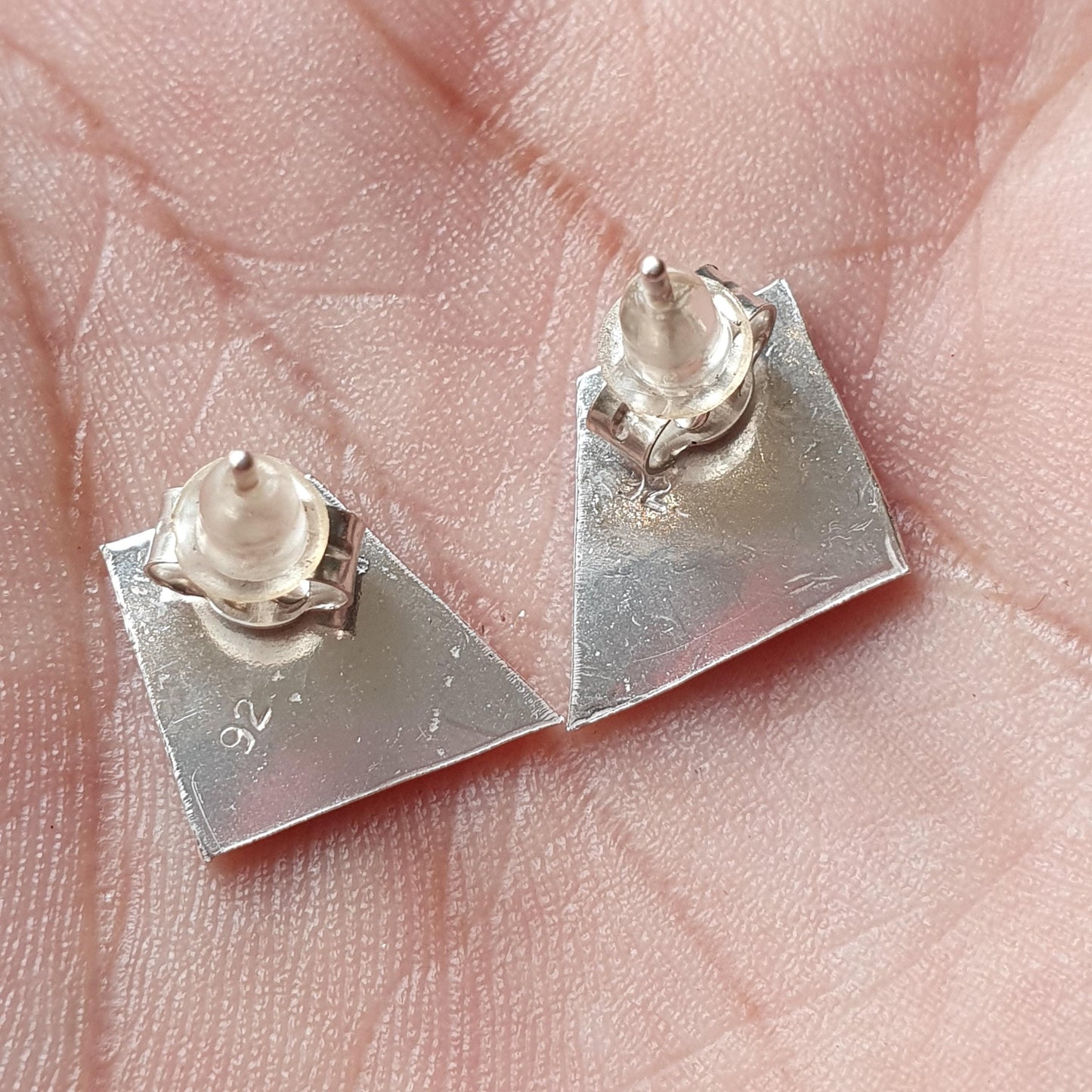 Rhombus shape Geometric stud earrings, 925,silver,hammered frosted finish, contemporary versatile gifts,unique jewelry, formal,modern, studs