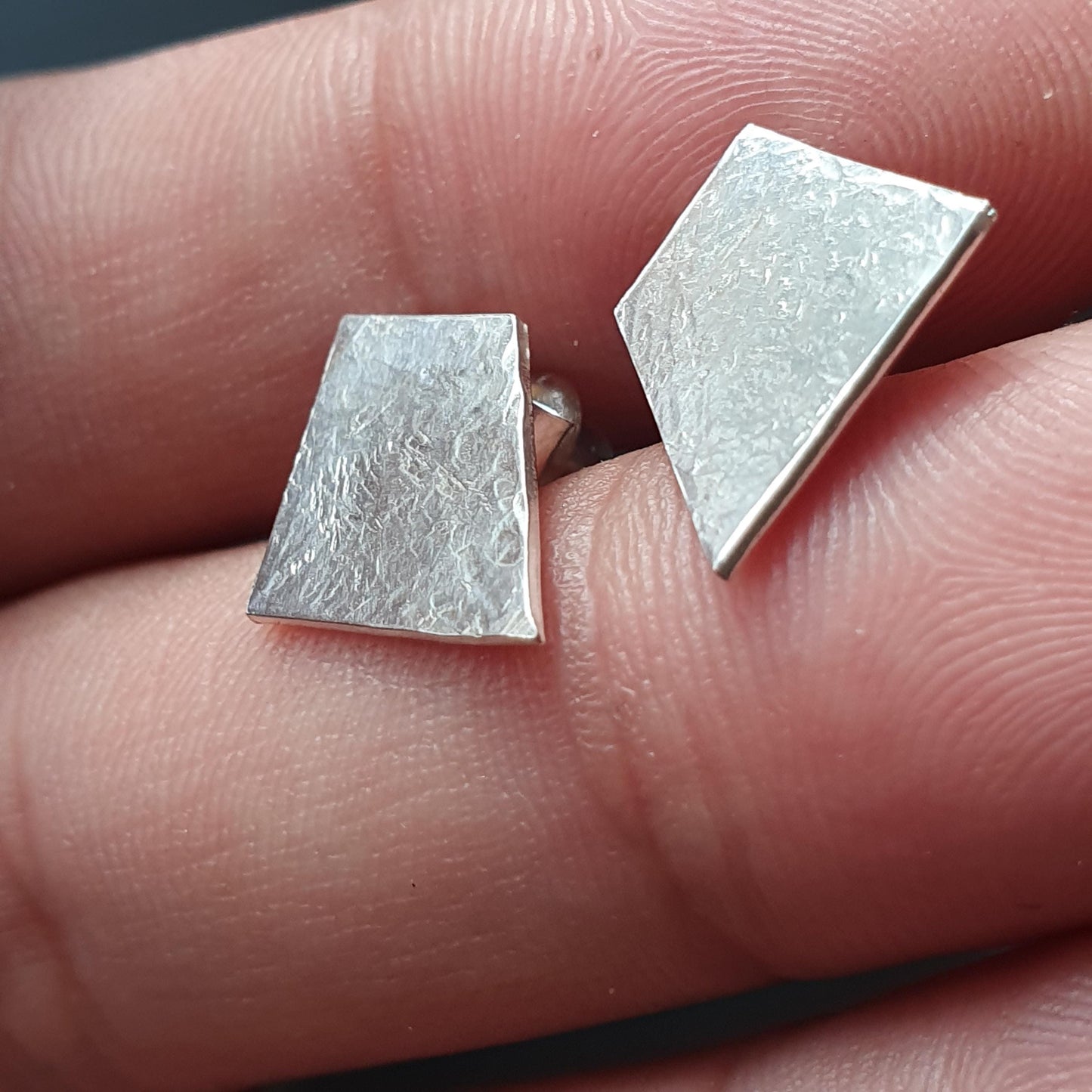 Rhombus shape Geometric stud earrings, 925,silver,hammered frosted finish, contemporary versatile gifts,unique jewelry, formal,modern, studs