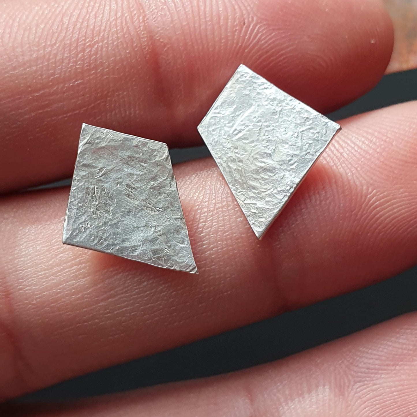 Rhombus shape Geometric stud earrings, 925,silver,hammered frosted finish, contemporary versatile gifts,unique jewelry, formal,modern, studs