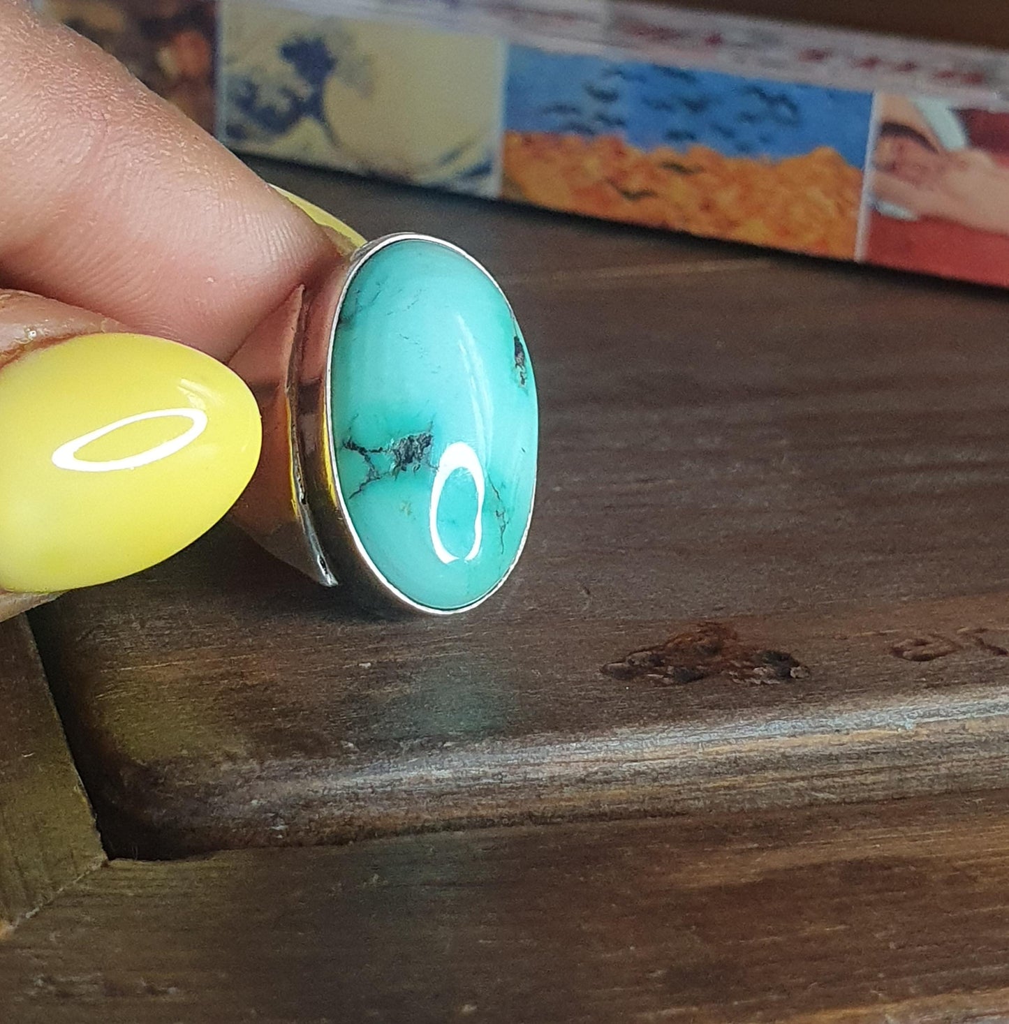 Turquoise Ring, Oval Ring Unisex, Unique Charming Chunky Oversized Gemstone Rings,Navajo Southwest Style, Boho,Metaphysical Properties,925