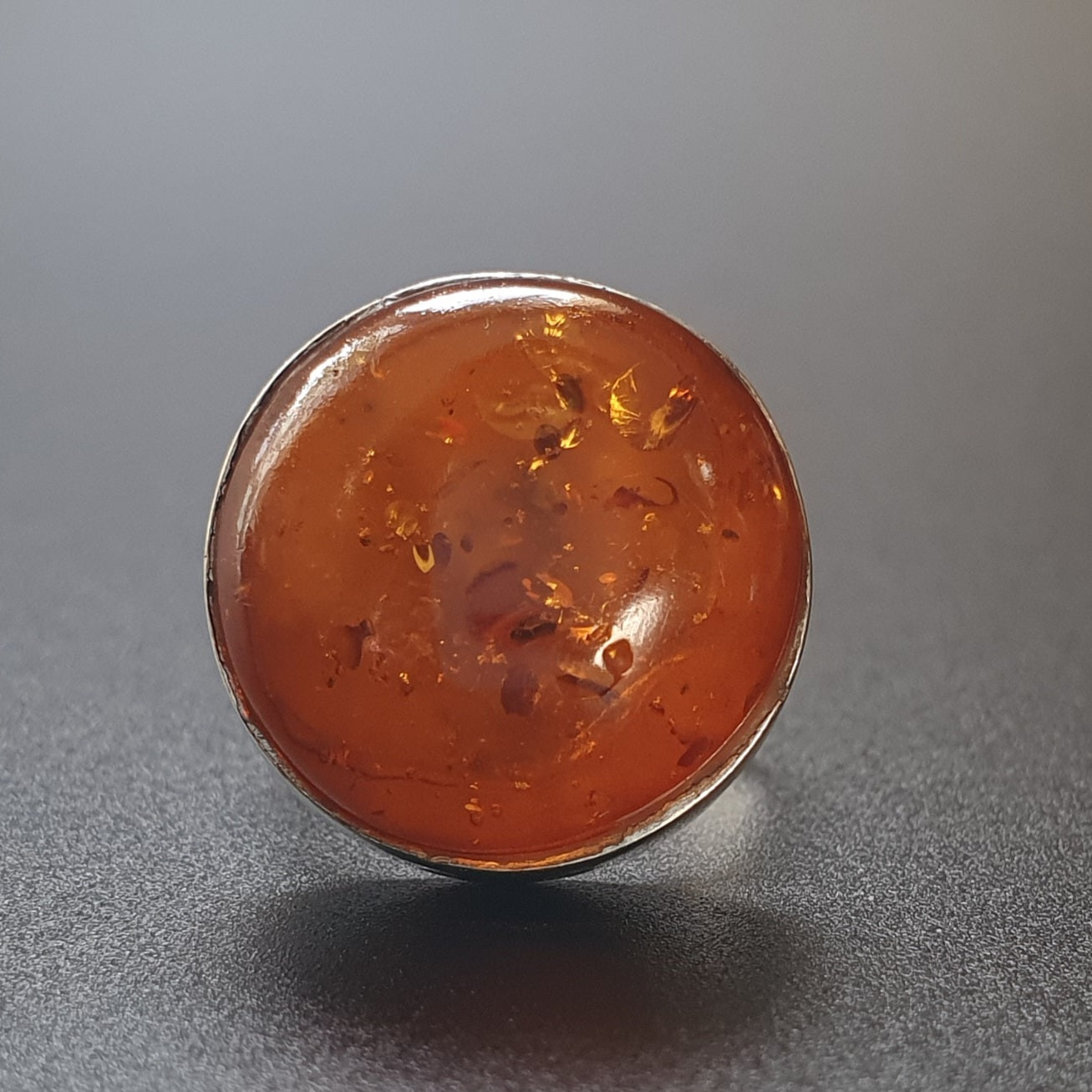 Antique Preloved Amber ring set in Solid sterling silver