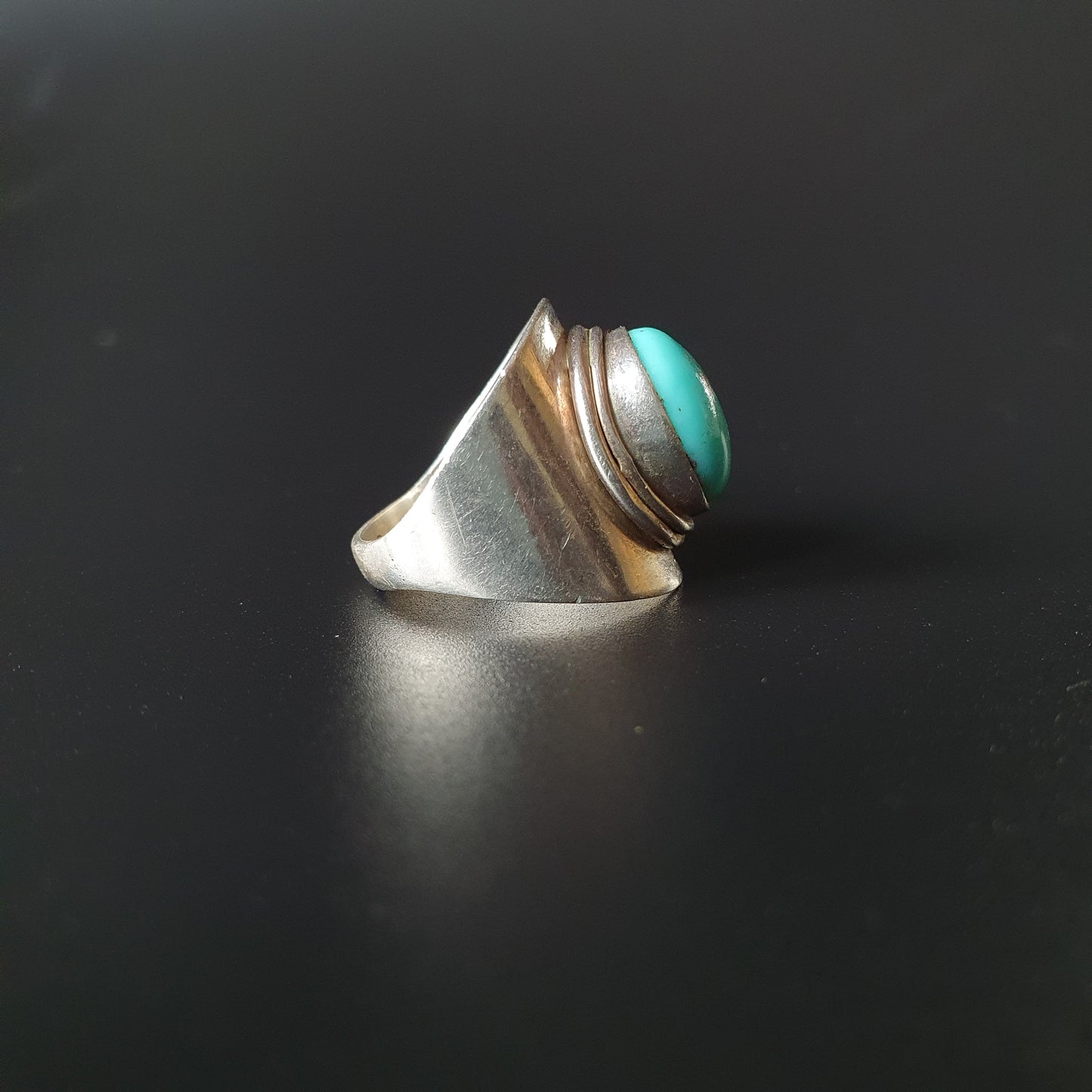 Antique ring Solid sterling silver with turquoise gemstones middle Eastern