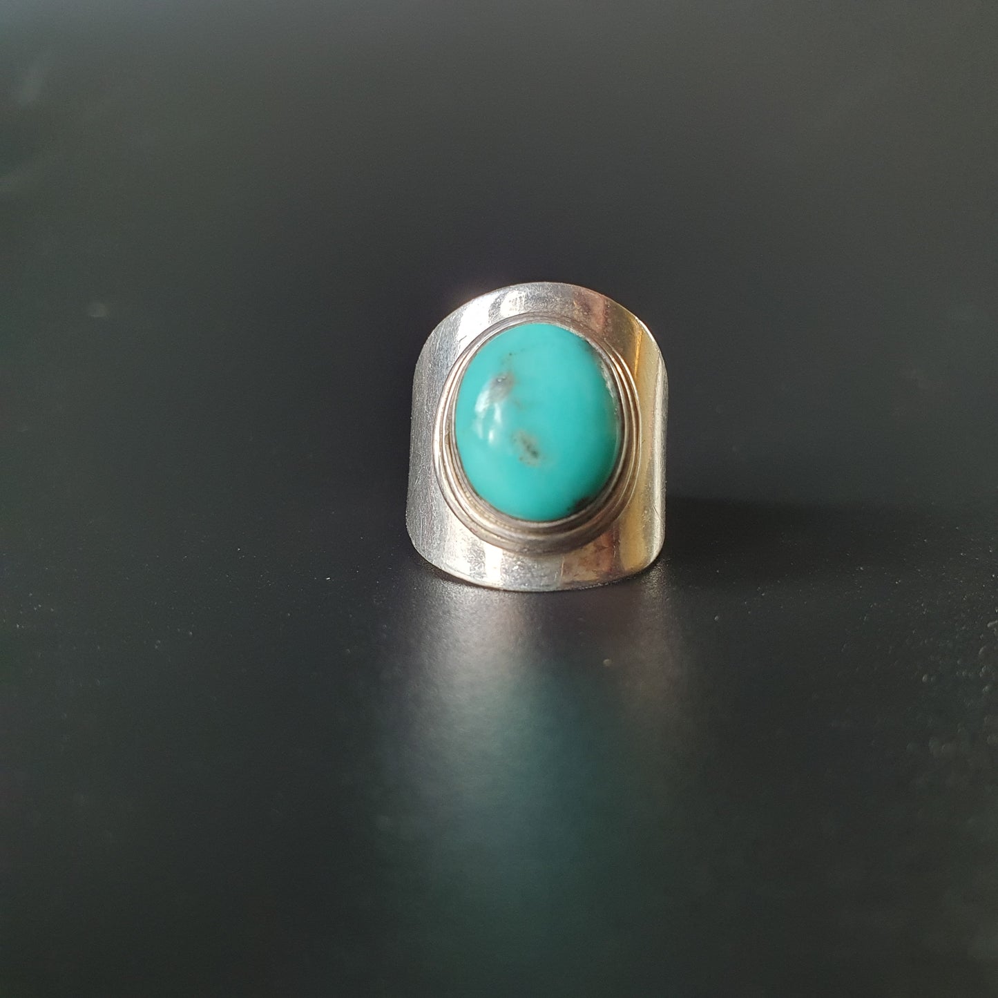 Antique ring Solid sterling silver with turquoise gemstones middle Eastern