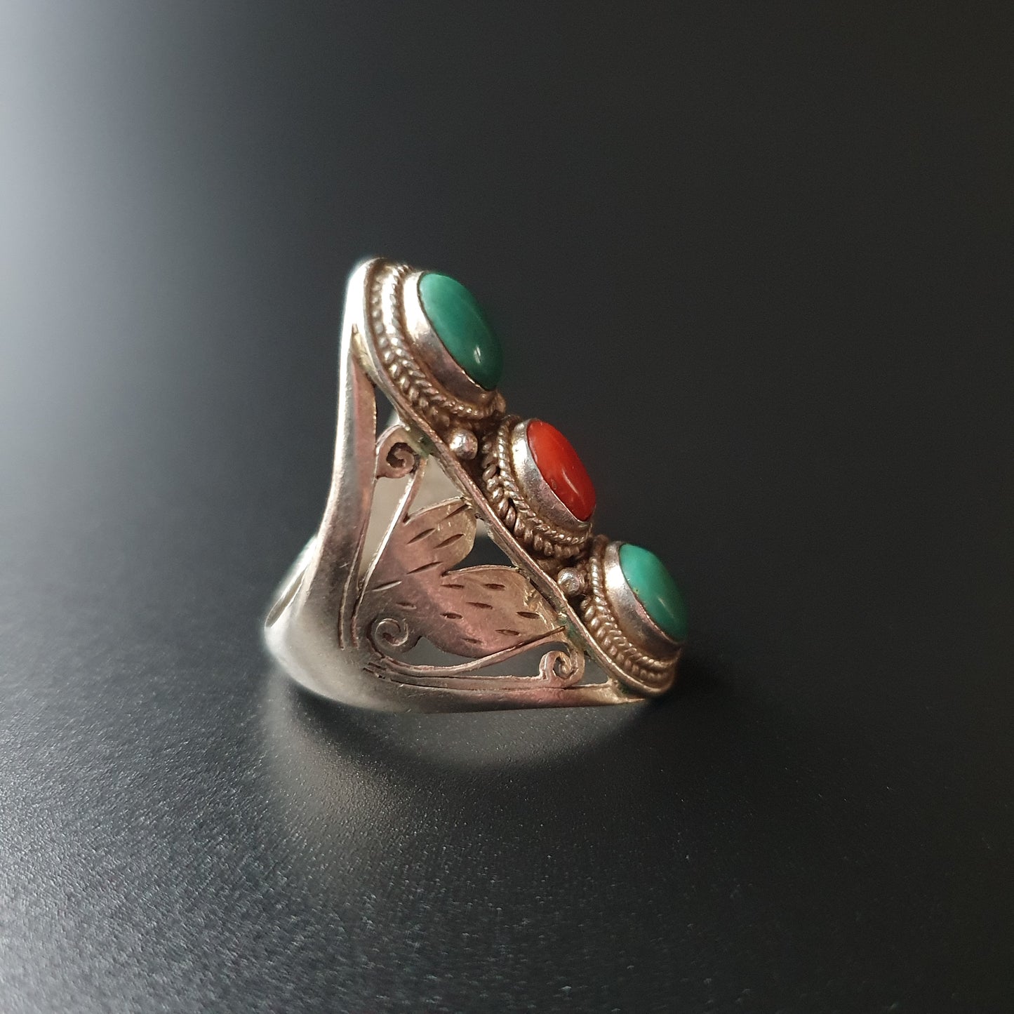 Boho ring, sterling silver ring