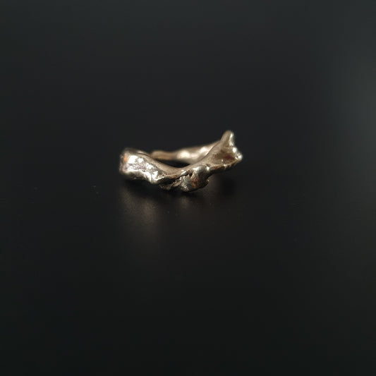18ct gold plated, Silver ring, sterling, statement, eye catching, bold,chunky ring,brutalist,art jewelry, gifts, unique,edgy, unconventional, abstract, rough