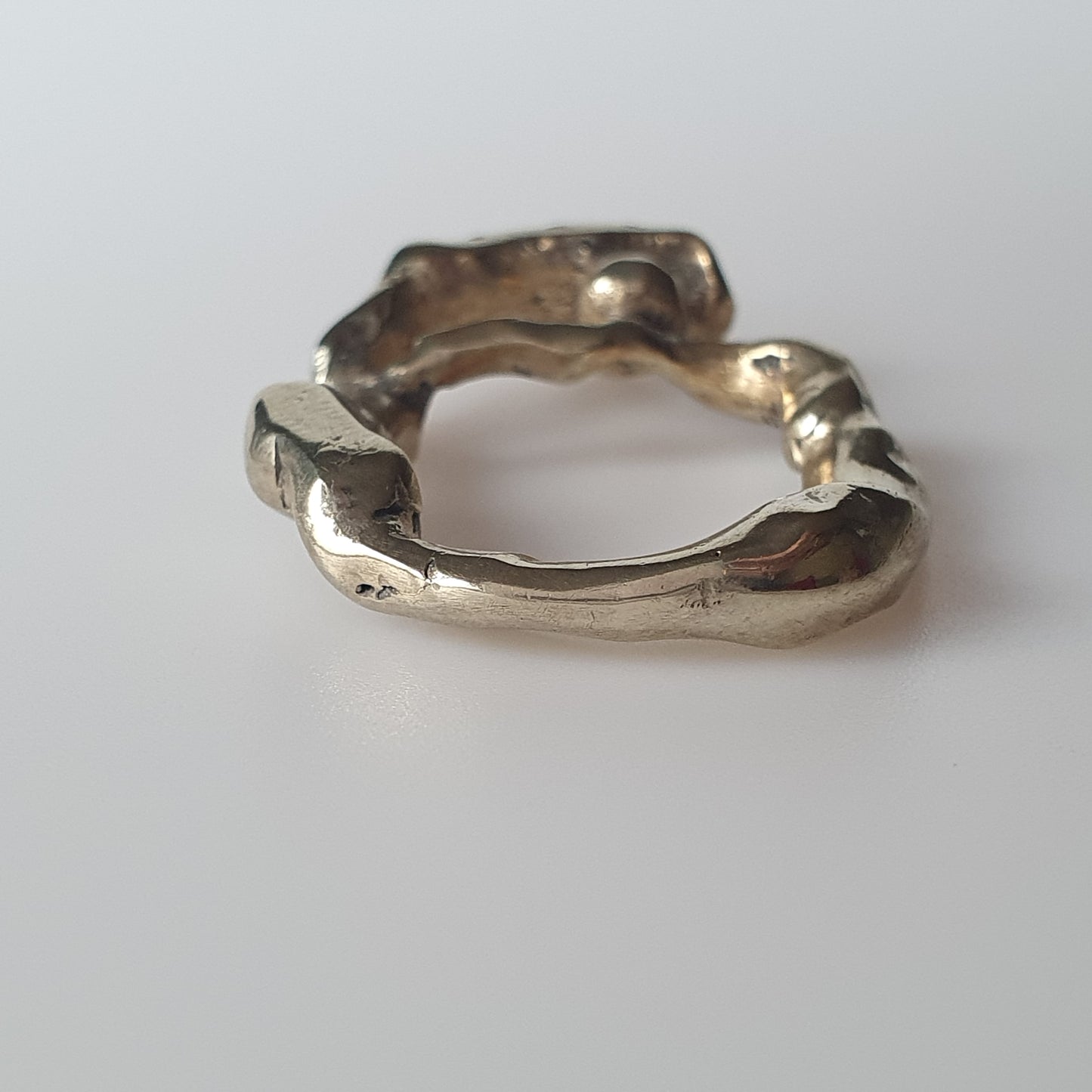 18ct gold plated on sterling silver, Artistic brutalist designed ring in solid sterling silver industrial aesthetic