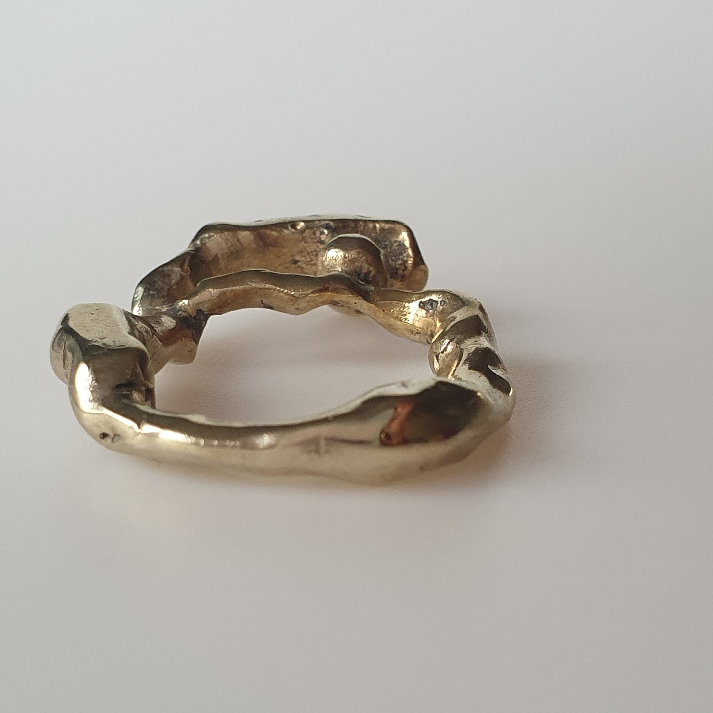 18ct gold plated on sterling silver, Artistic brutalist designed ring in solid sterling silver industrial aesthetic
