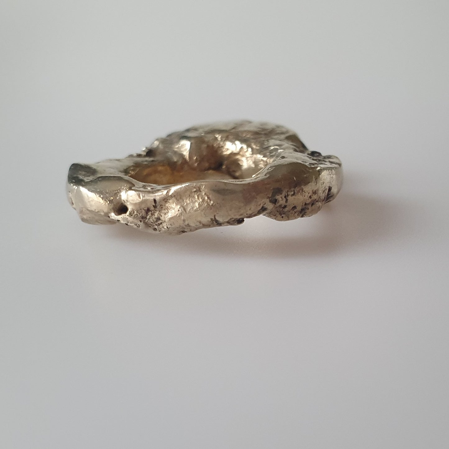 18ct gold plated ring on silver,Vintage ring, handmade, statement ring, sterling silver, unique, unusual, rare, designer, brutalist, minimalist, punk, amethyst gemstone