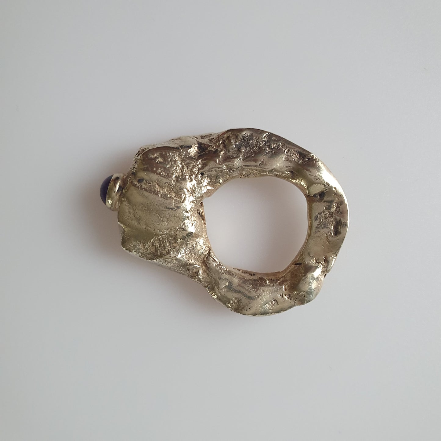 18ct gold plated ring on silver,Vintage ring, handmade, statement ring, sterling silver, unique, unusual, rare, designer, brutalist, minimalist, punk, amethyst gemstone