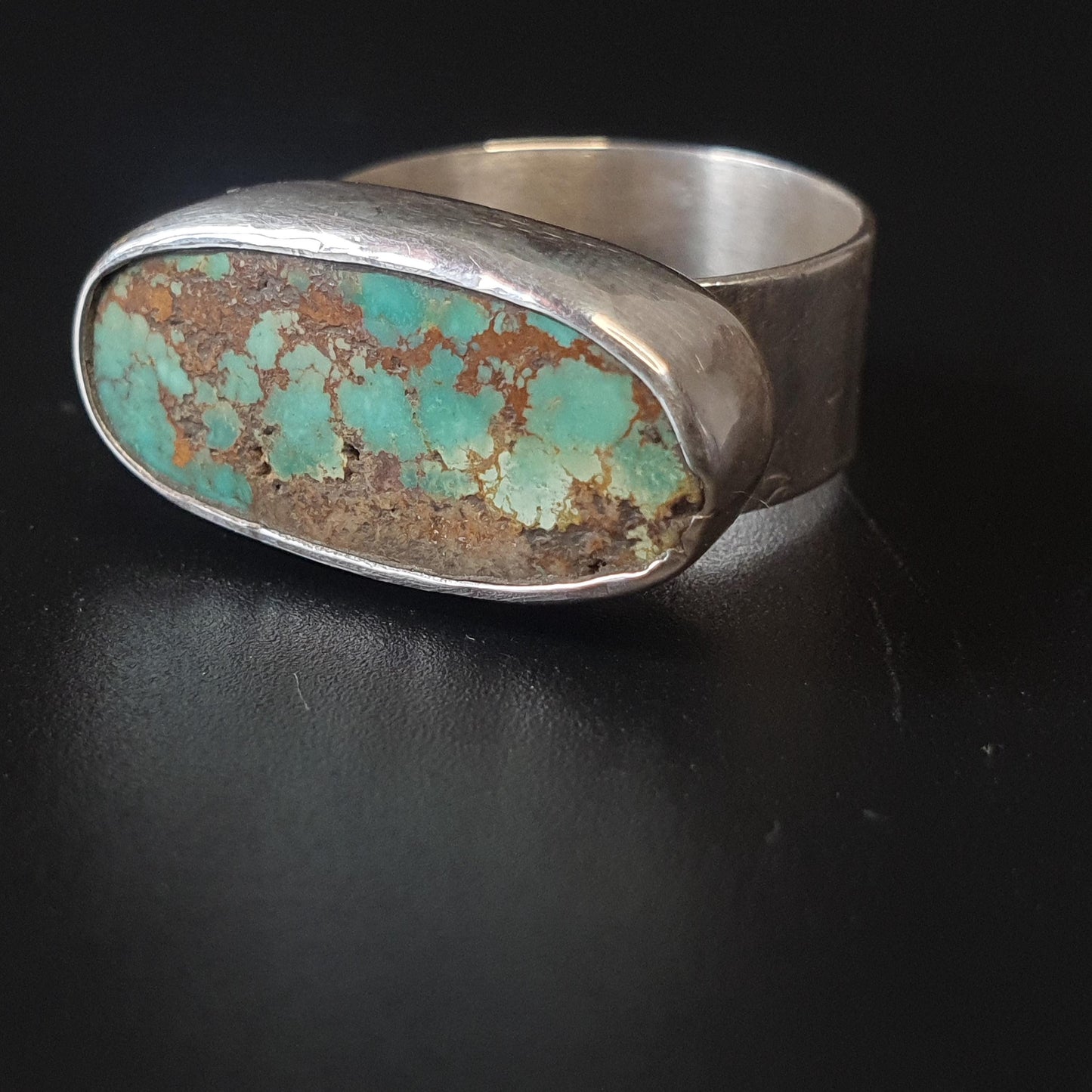 Turquoise ring, organic raw large Turquoise ring in sterling silver, handcrafted vintage, antique Turquoise gemstones, rare cabachon, 925