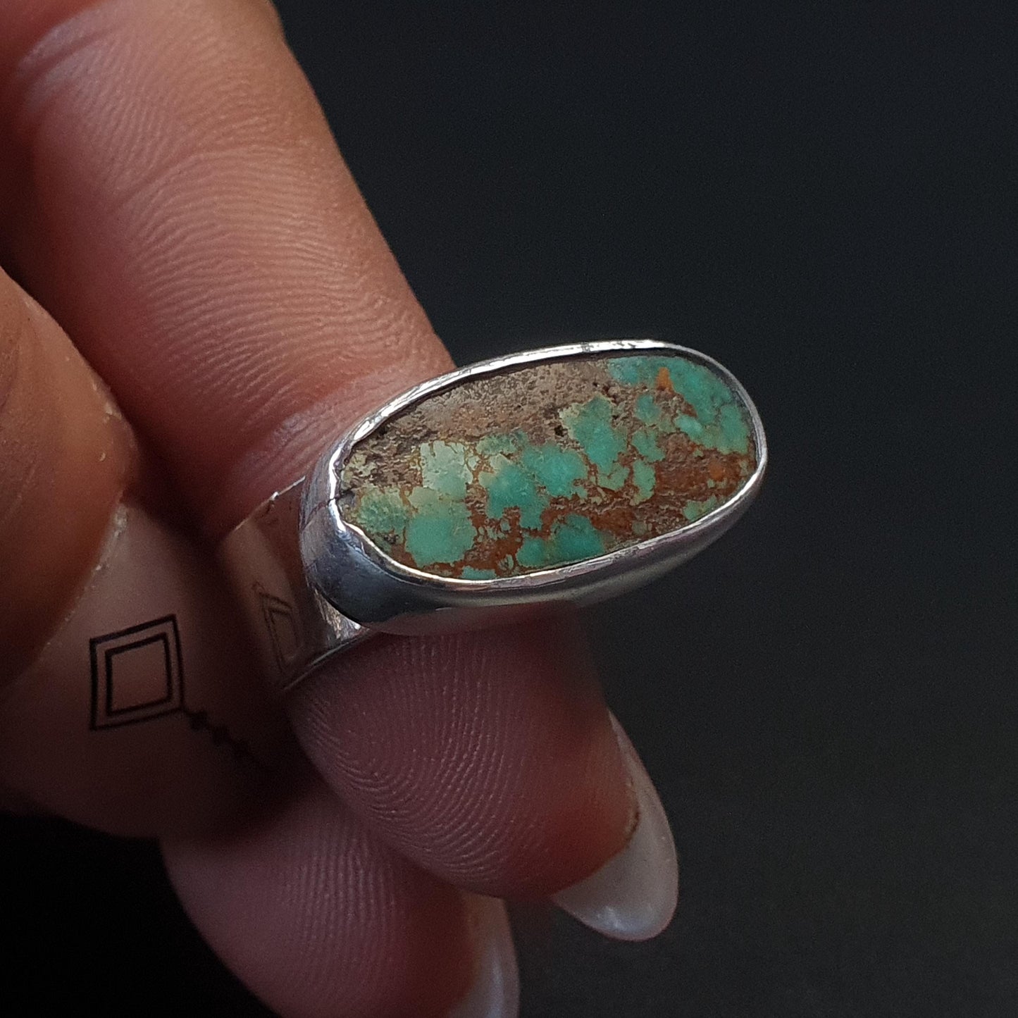 Turquoise ring, organic raw large Turquoise ring in sterling silver, handcrafted vintage, antique Turquoise gemstones, rare cabachon, 925