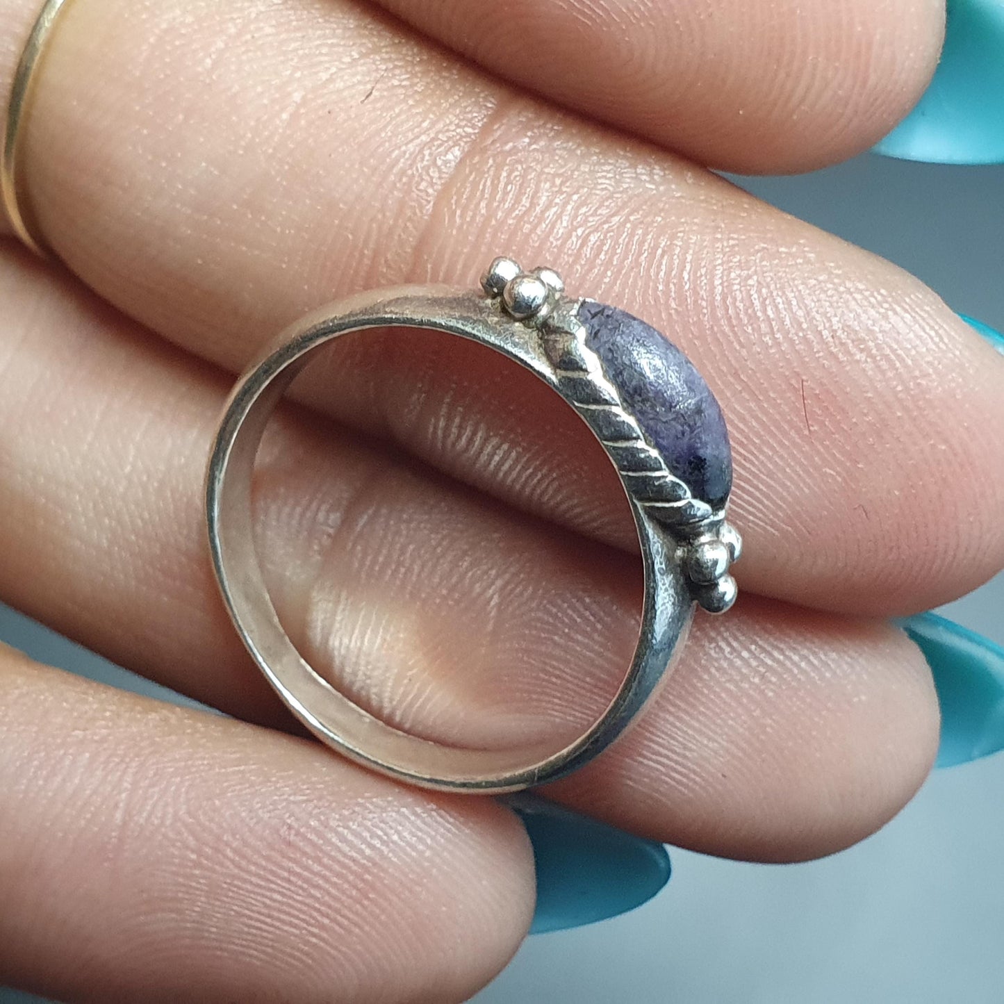 Lepidolite Gemstone Ring in Sterling Silver, Lilac Purple Jewelry, Stackable Gifts,Unique Charming Floral Design 925, Peace,Treats Addiction