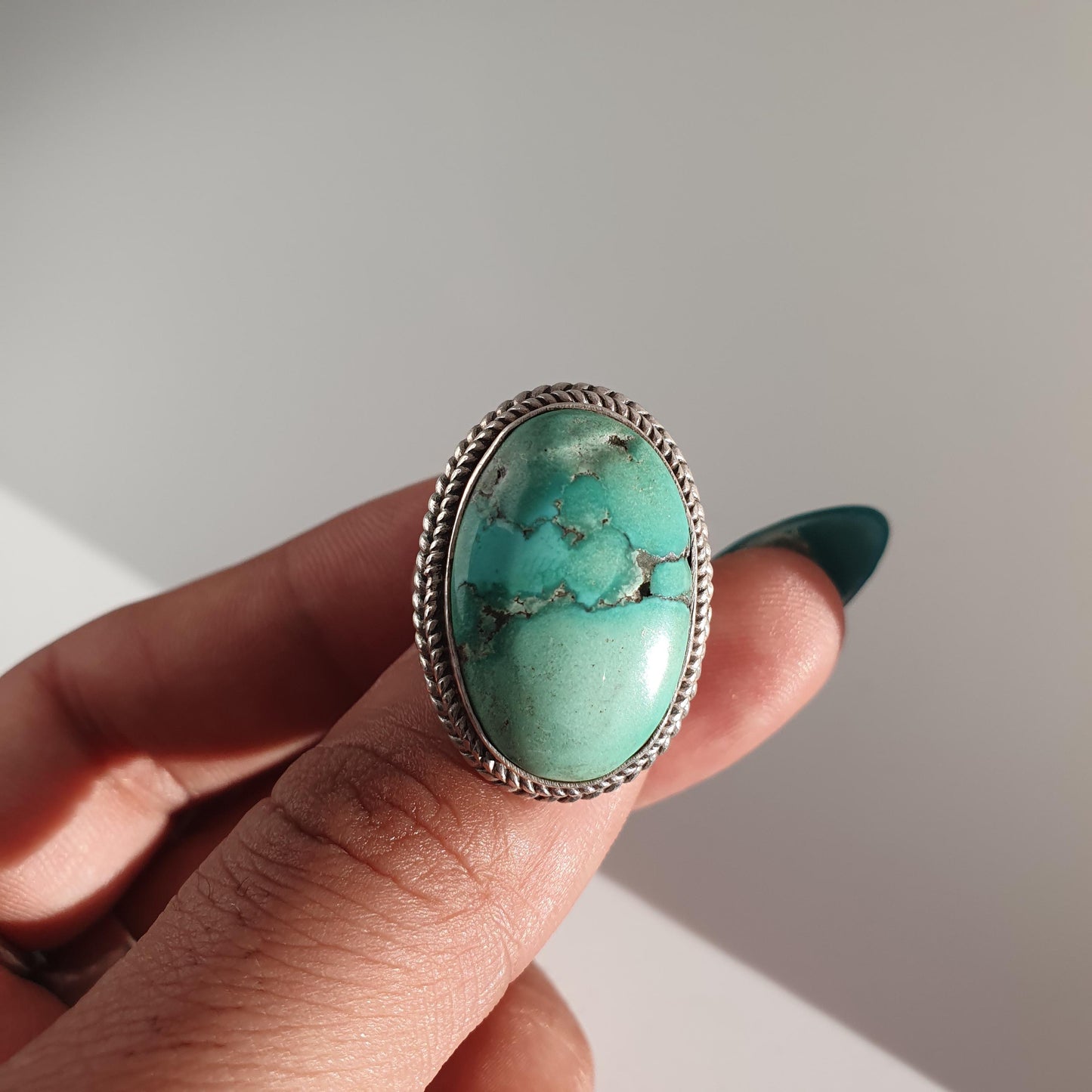 Turquoise Ring, Oval Ring Unisex, Unique Charming Chunky Oversized Gemstone Rings,Navajo Southwest Style, Boho,Metaphysical Properties,925