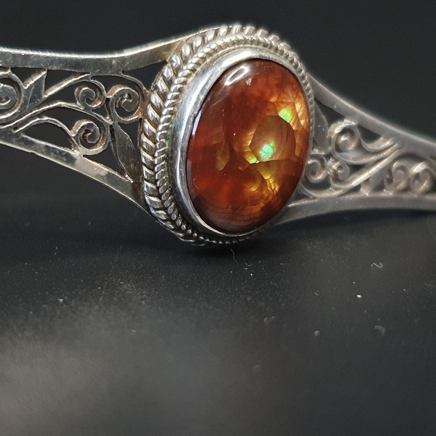 Stunning statement brooch, fire agate gemstones, ethereal colours, multi use jewellery, handmade vintage sterling silver jewellery, gifts