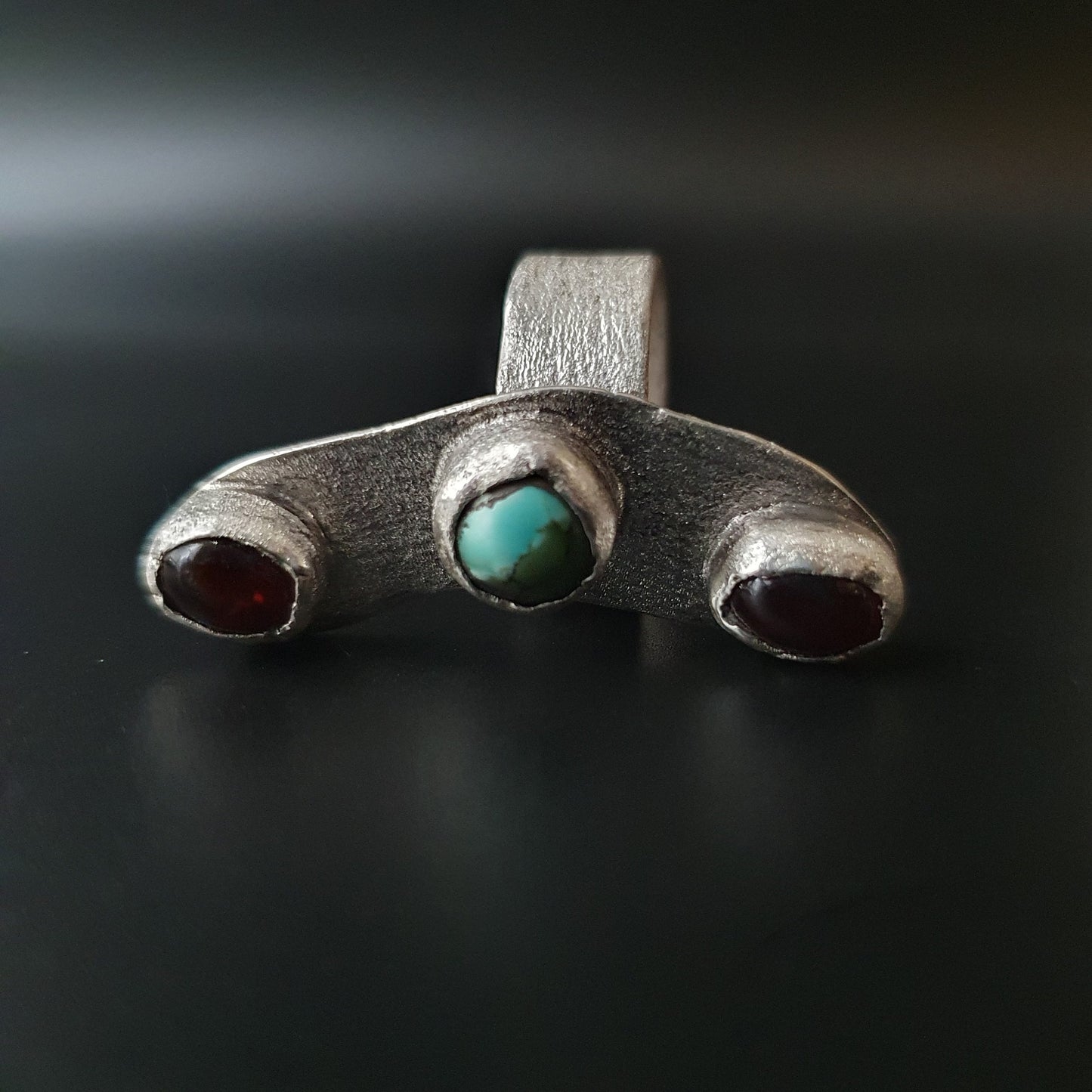 Handmade gifts,  unique gifts, Sterling silver ring, jewelry, rings, Multi-stone rings, abstract quirky designer ring, turquoise gemstone,