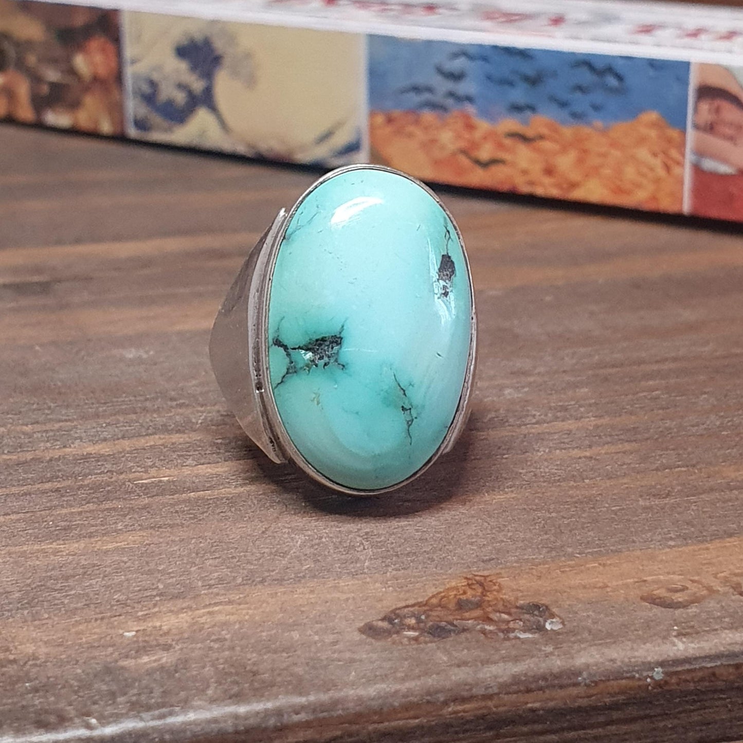 Turquoise Ring, Oval Ring Unisex, Unique Charming Chunky Oversized Gemstone Rings,Navajo Southwest Style, Boho,Metaphysical Properties,925