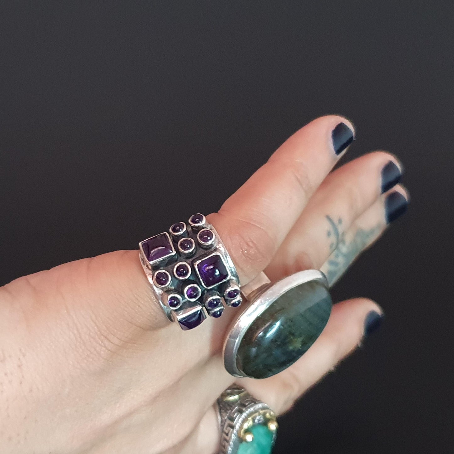 Stunning Multi-stone Amethyst Gemstone Ring In Sterling Silver, Chunky Jewellery, Unique Handcrafted Gift's, 925,K,Deep Purple Gemstone Ring