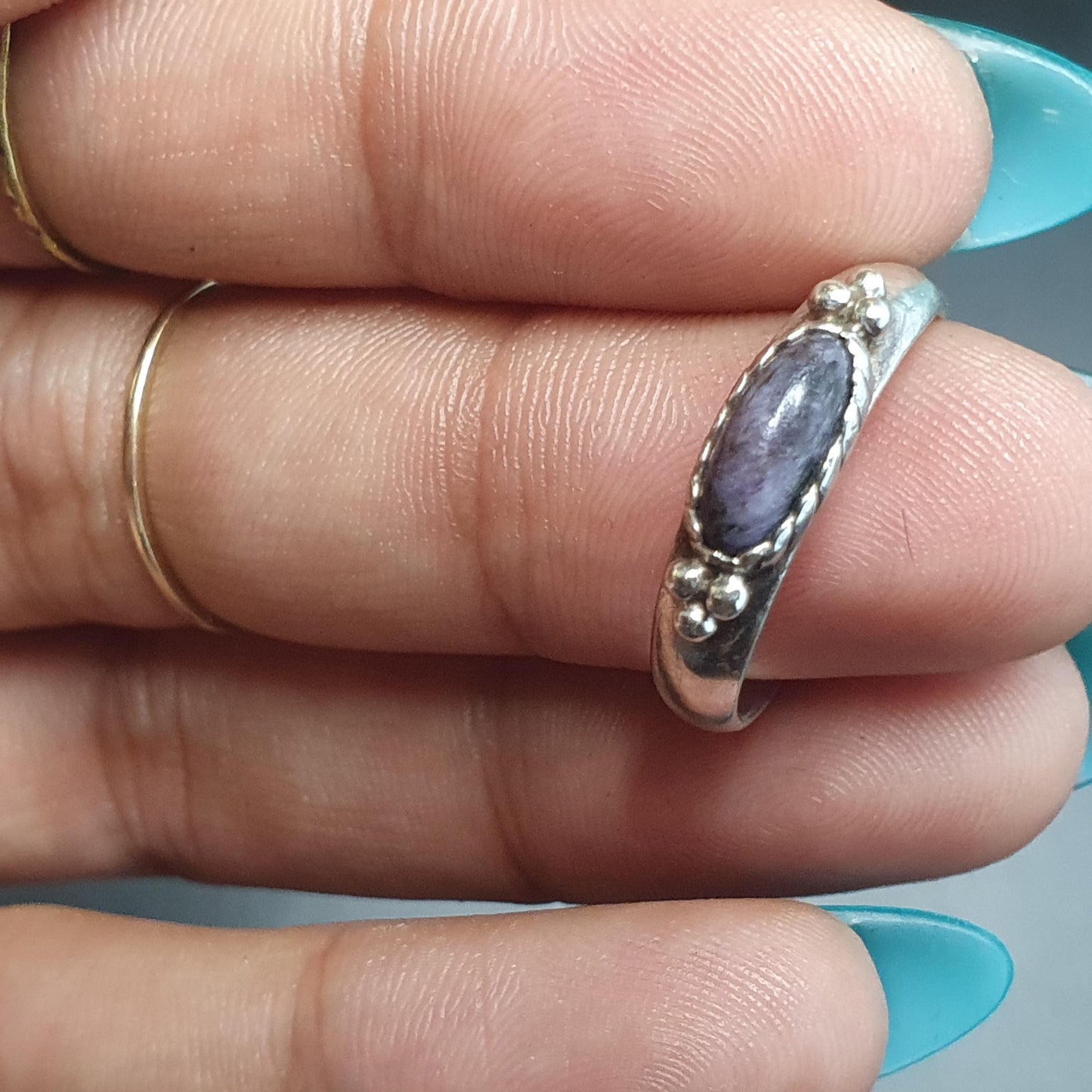 Lepidolite Gemstone Ring in Sterling Silver, Lilac Purple Jewelry, Stackable Gifts,Unique Charming Floral Design 925, Peace,Treats Addiction