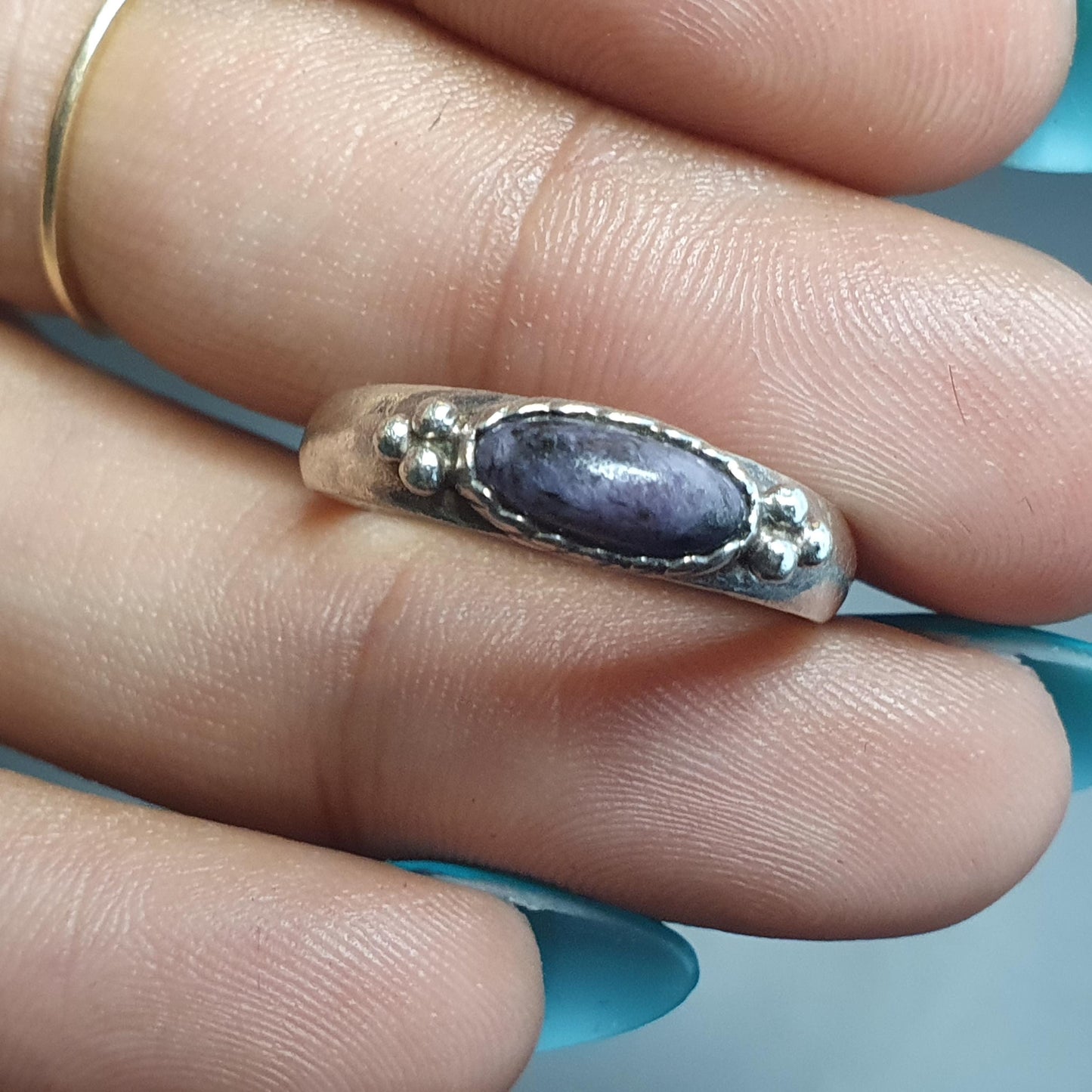 Lepidolite Gemstone Ring in Sterling Silver, Lilac Purple Jewelry, Stackable Gifts,Unique Charming Floral Design 925, Peace,Treats Addiction