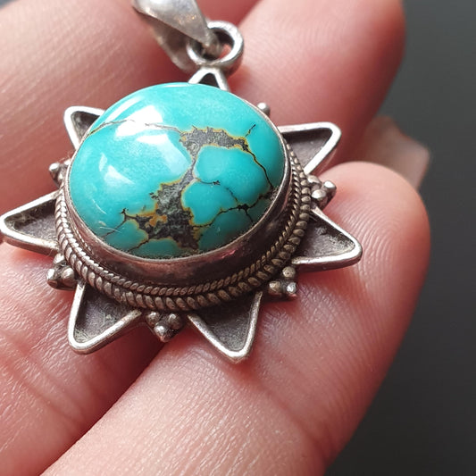 Star,pendant,turquoise,sterling,statement,jewelry,necklace,charm