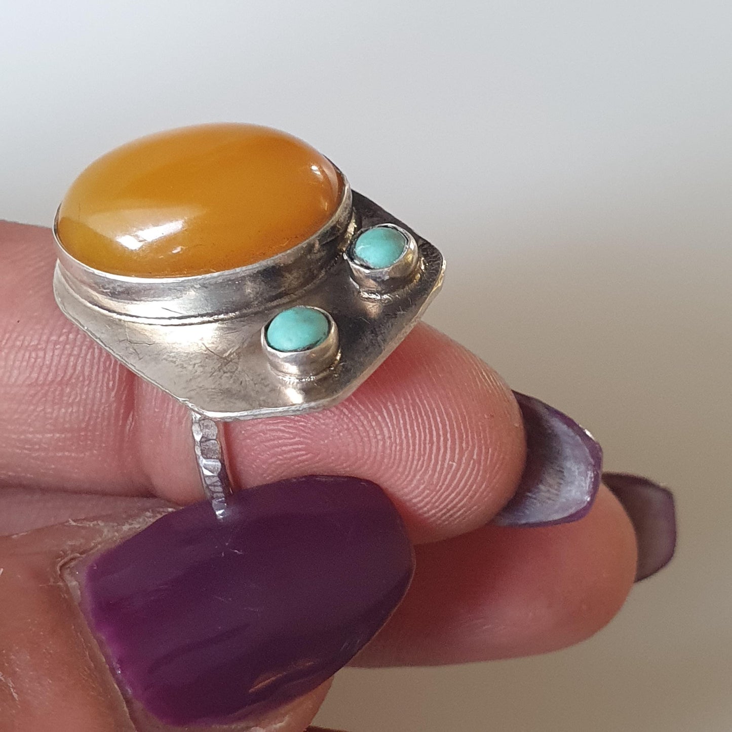 Vintage Carnelian and Turquoise Silver Statement Ring. Artistic Sterling 925 Ring, Unique Gifts, Handcrafted Jewellery for Women, Casual