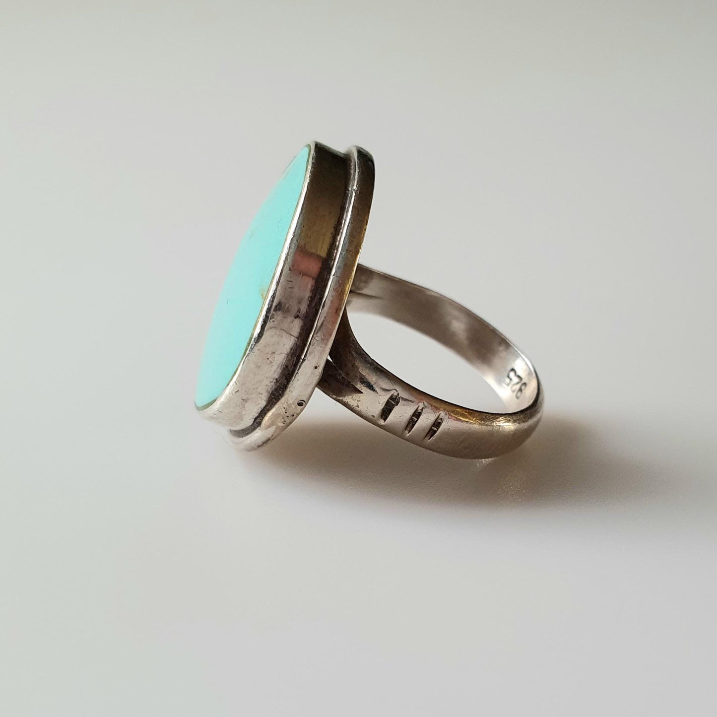 Handcrafted Turquoise Stone Ring in Sterling Silver 925,Statement Jewellery, Elegant Charming Gifts for Women, Unusual Shaped Rings