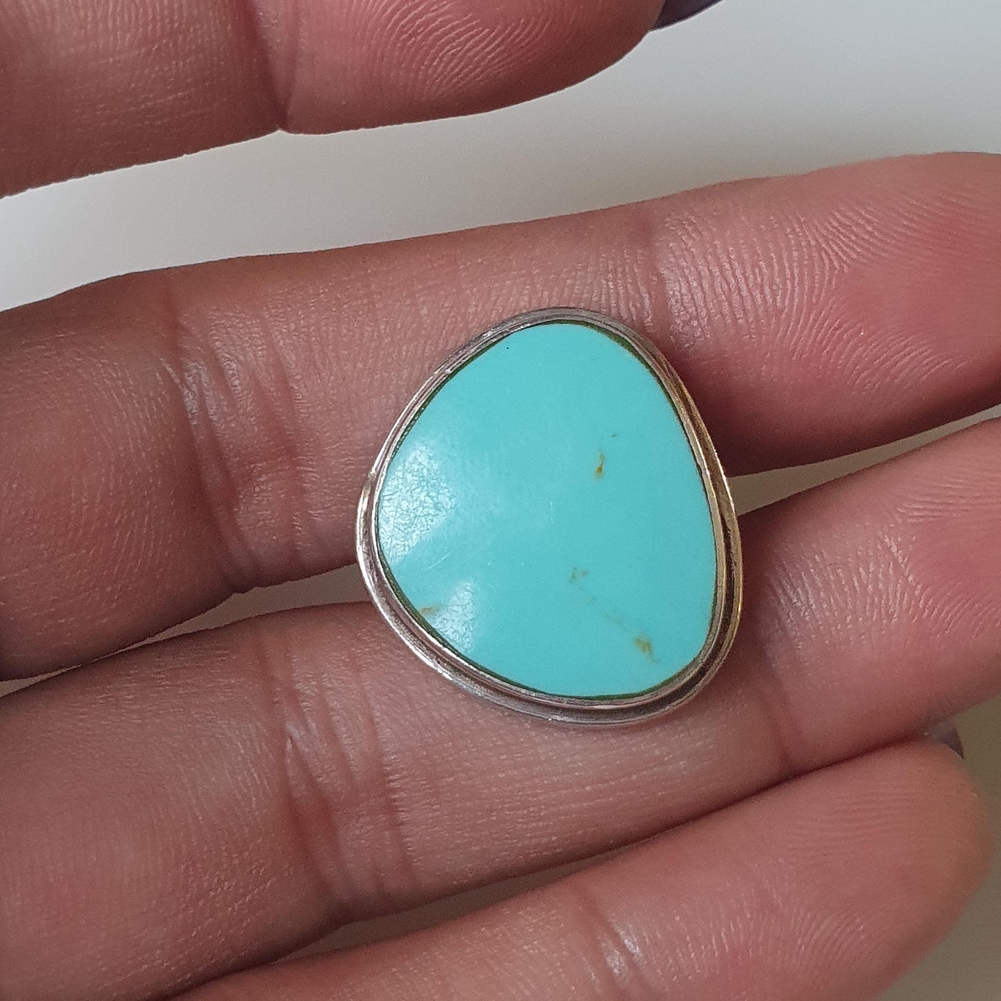 Handcrafted Turquoise Stone Ring in Sterling Silver 925,Statement Jewellery, Elegant Charming Gifts for Women, Unusual Shaped Rings