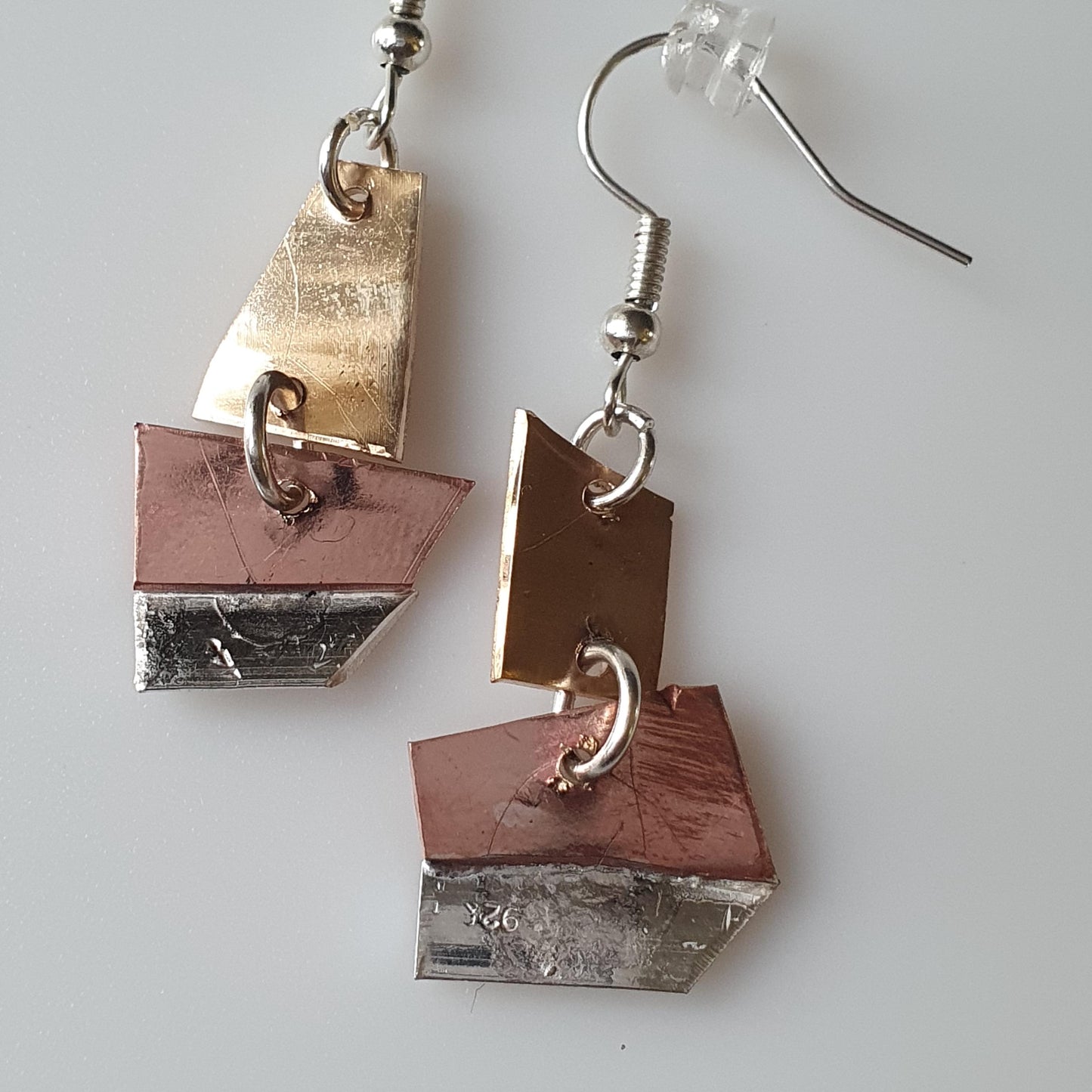 Earrings, dangle, Pierced ears, sterling ,Copper,Unique,Handmade ,Elegant and Classic, Affordable Gifts,Stylish 925,Mixed Metal,Modern