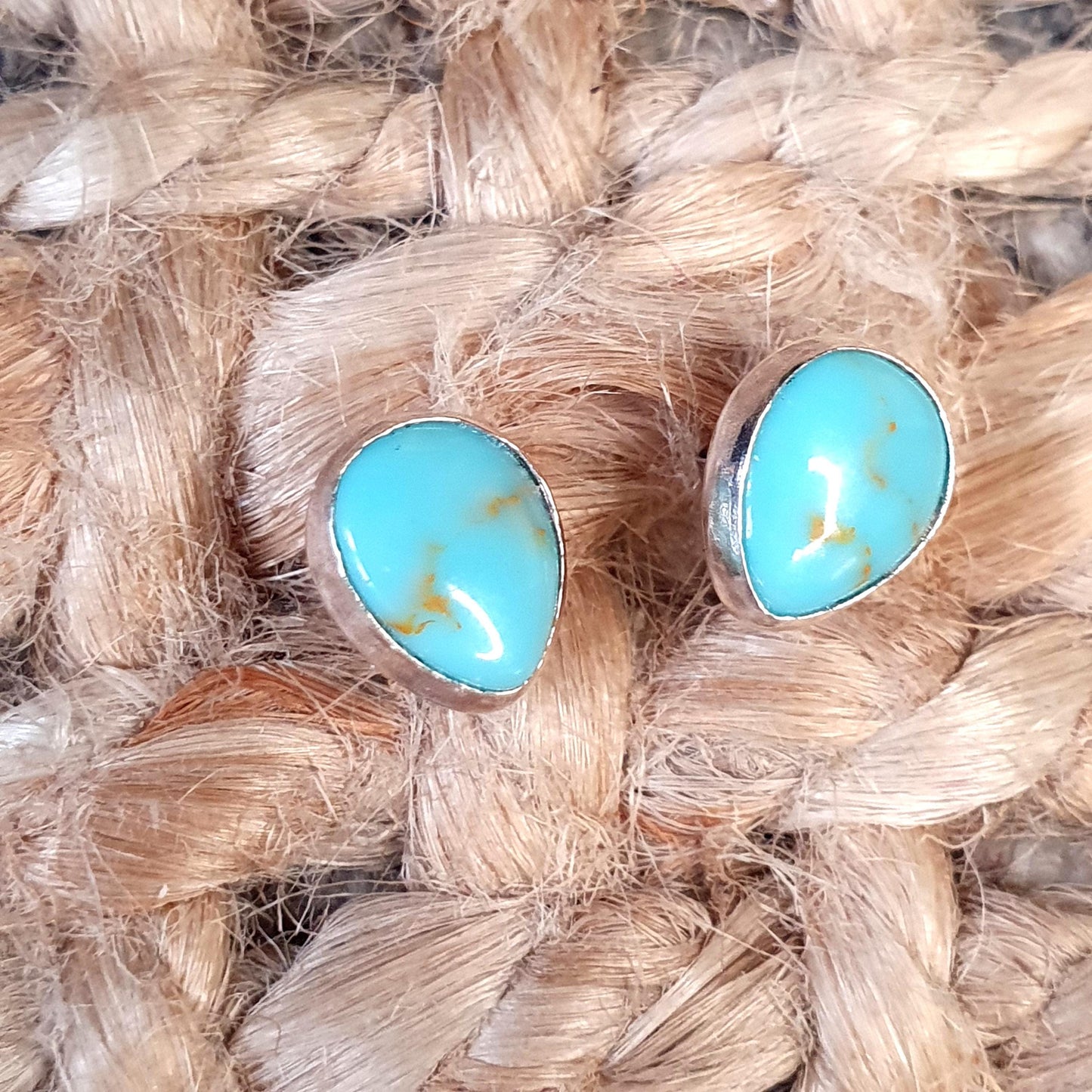 Paisley Pear Teardrop shape Turquoise Gemstone Studs 1cm, Cute Little Elegant Handmade Jewelry, Casual Everyday Style and Fashion, Trendy