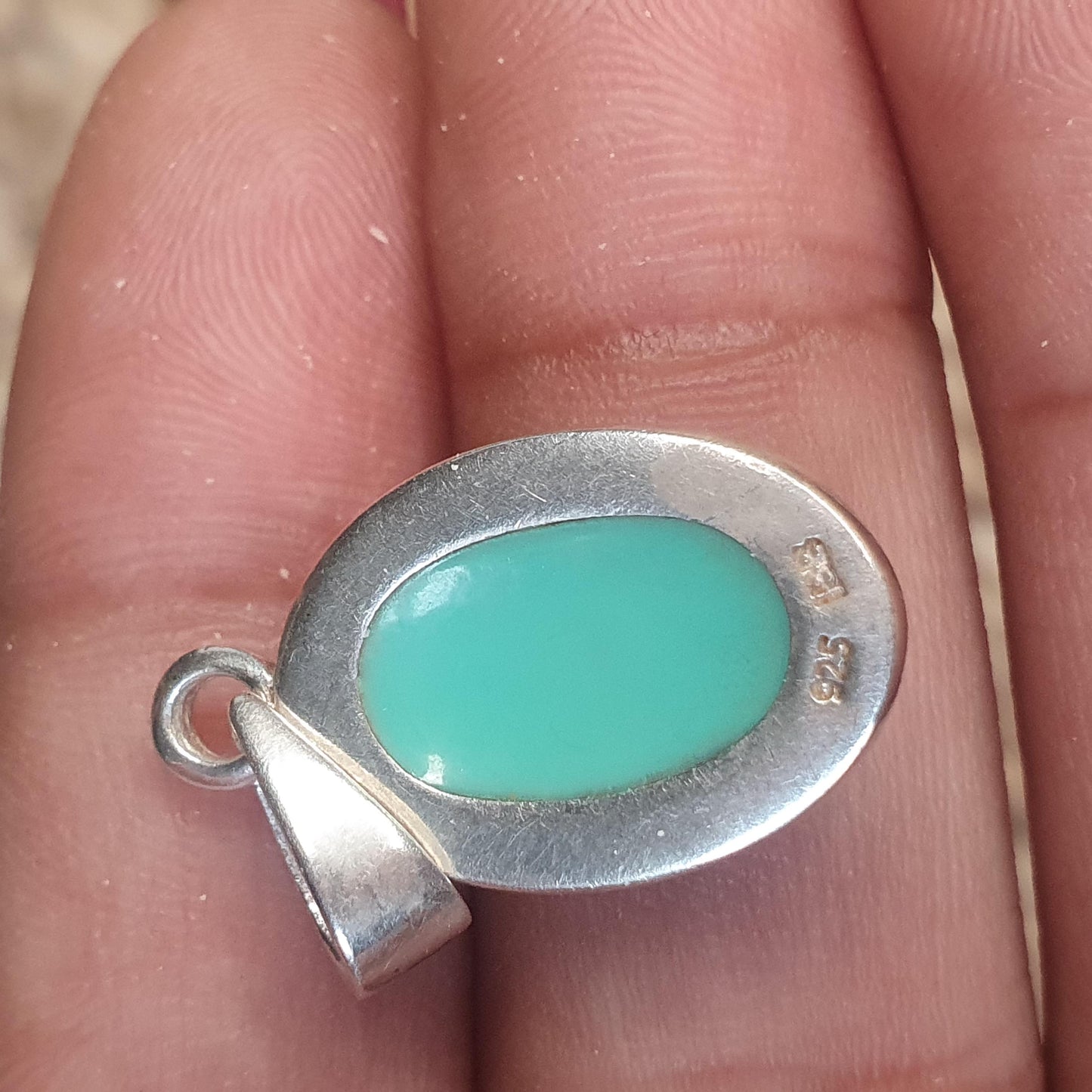 Beautiful Oval Turquoise Gemstone Pendant Pale Blue, Sterling Silver Dainty Everyday Wear, Casual Stylish and Stackable, 30mm Unique Jewelry