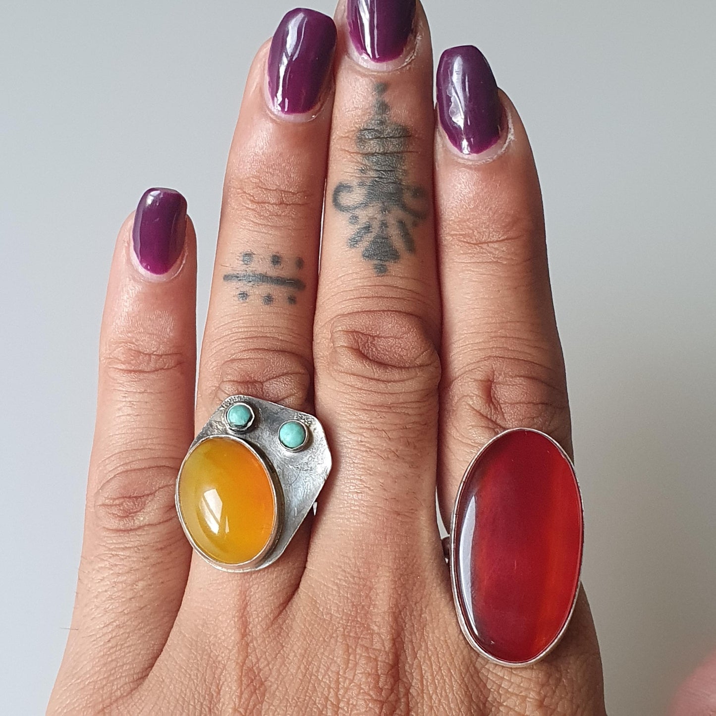 Vintage Carnelian and Turquoise Silver Statement Ring. Artistic Sterling 925 Ring, Unique Gifts, Handcrafted Jewellery for Women, Casual