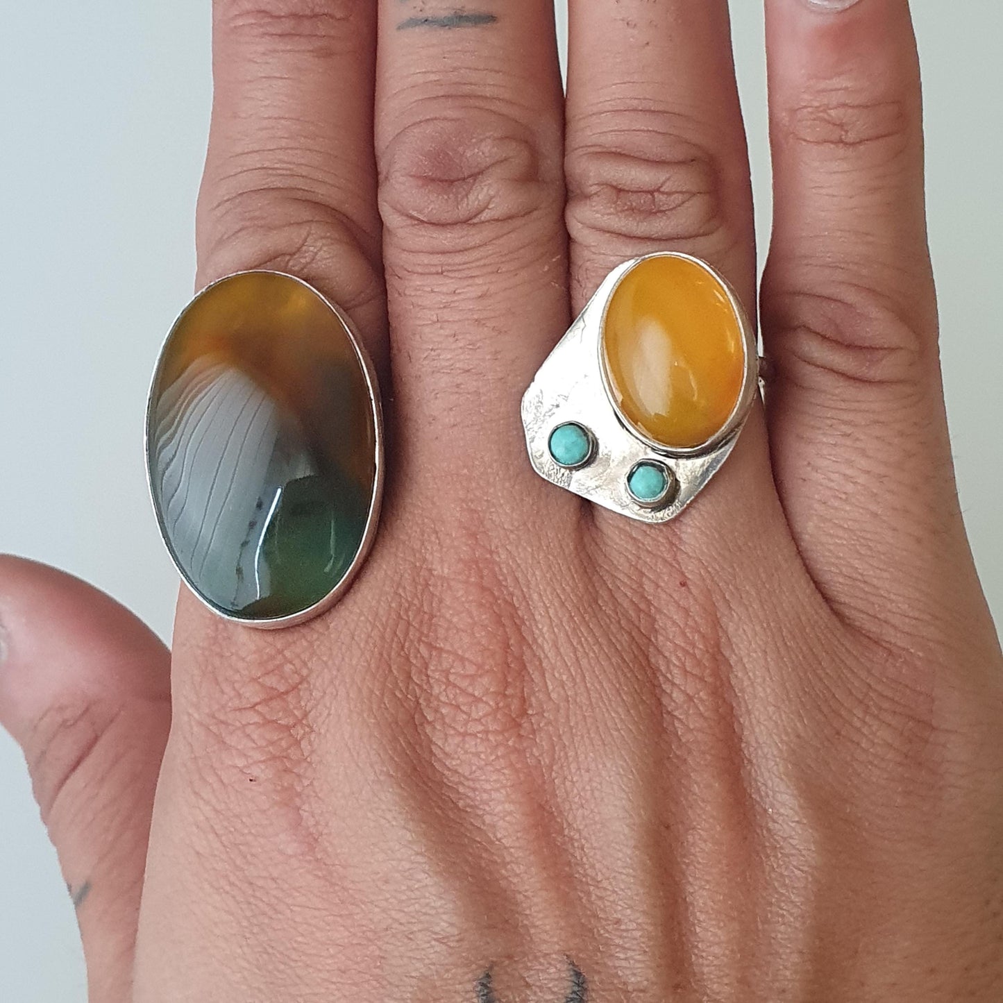 Vintage Carnelian and Turquoise Silver Statement Ring. Artistic Sterling 925 Ring, Unique Gifts, Handcrafted Jewellery for Women, Casual