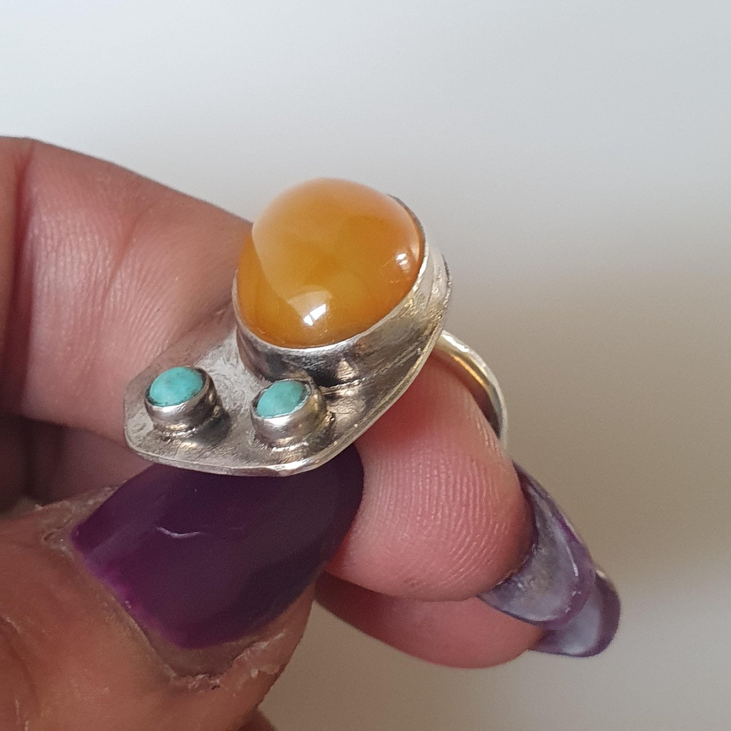 Vintage Carnelian and Turquoise Silver Statement Ring. Artistic Sterling 925 Ring, Unique Gifts, Handcrafted Jewellery for Women, Casual