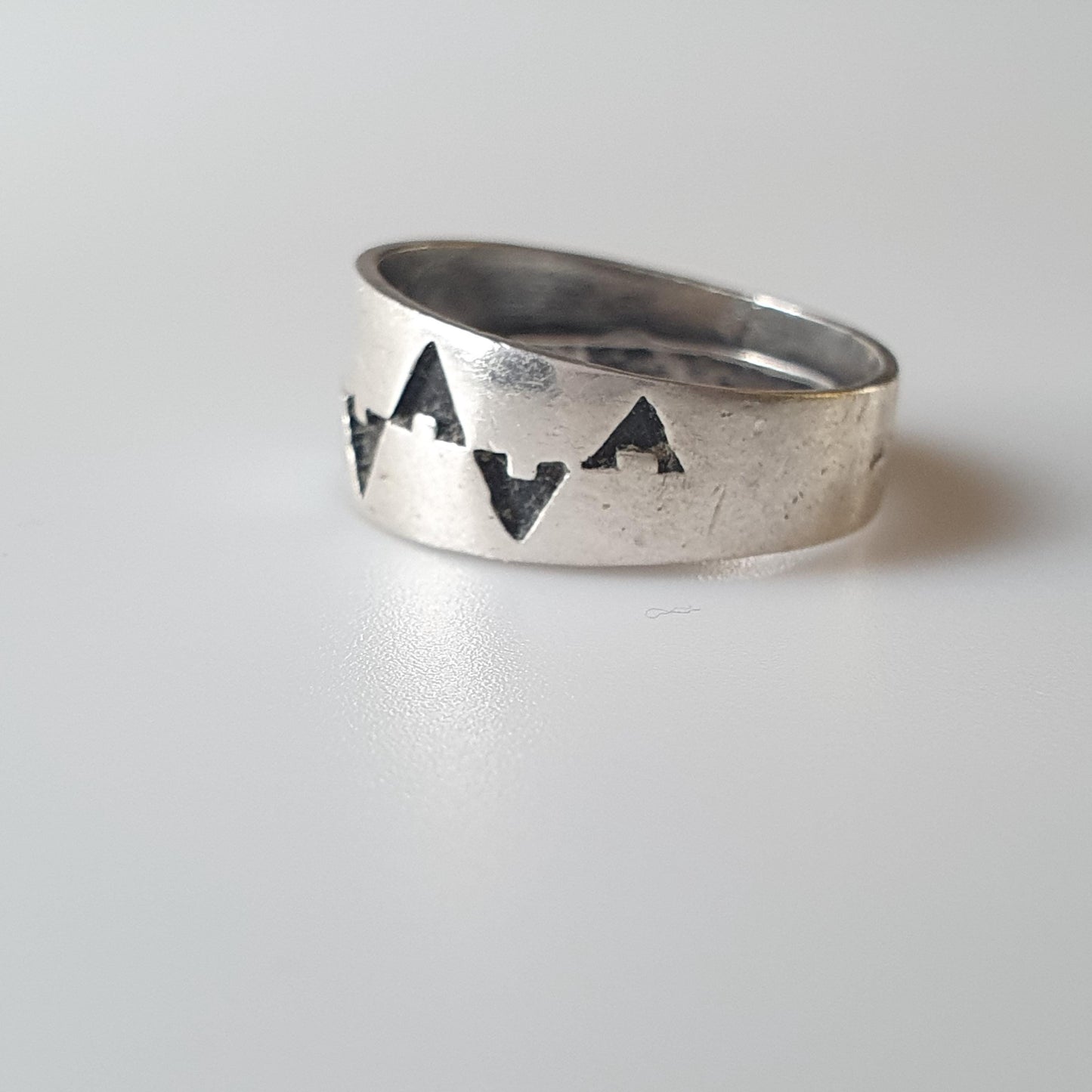 Aztec Ring in Solid Sterling Silver, Handmade Vintage Jewellery, Unique Rare Collection, Beautiful Gift's for Women and Men, UK O 1/2