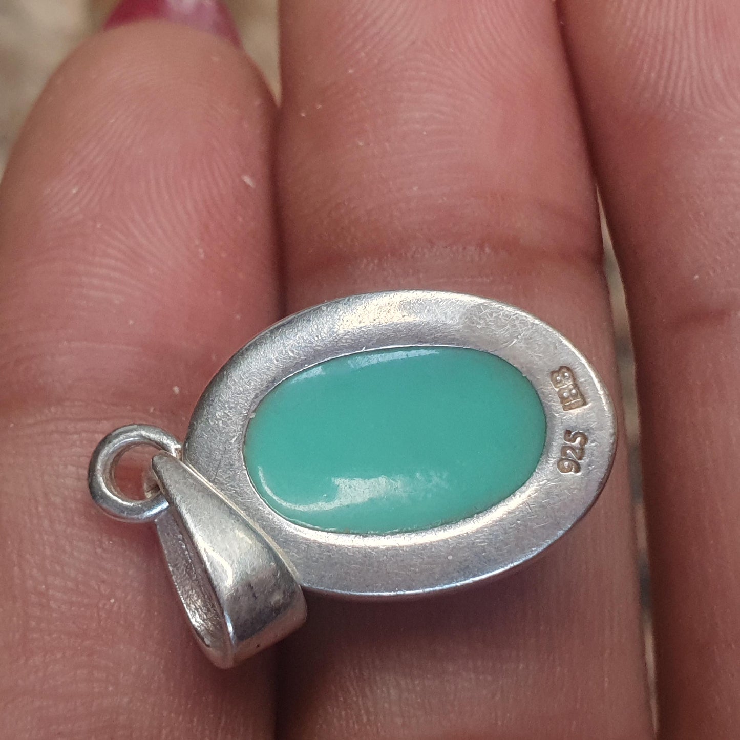 Beautiful Oval Turquoise Gemstone Pendant Pale Blue, Sterling Silver Dainty Everyday Wear, Casual Stylish and Stackable, 30mm Unique Jewelry