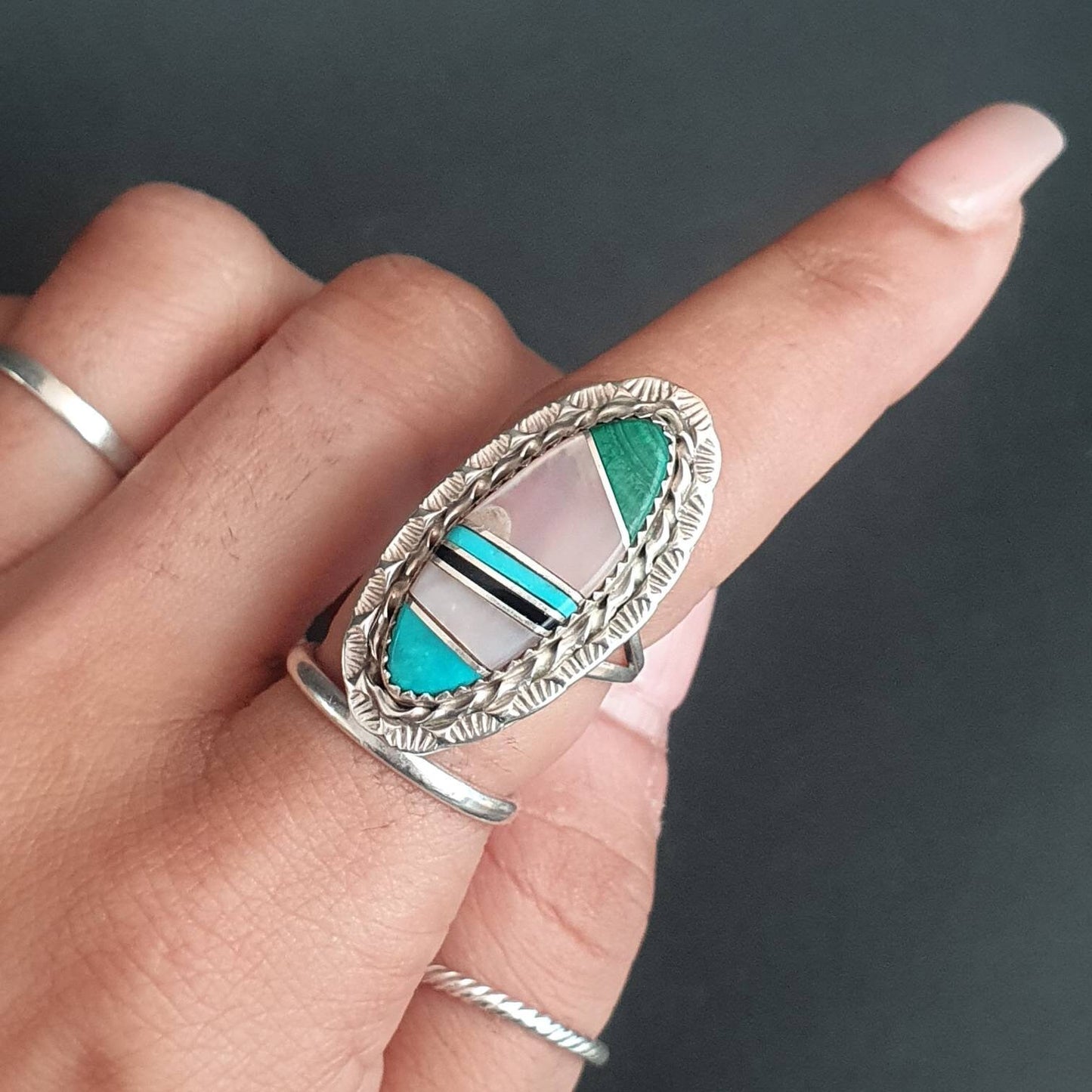 Multi-stone ring, sterling silver ring, silver ring, Navajo ring,Navajo jewellery, statement ring, Turquoise ring, gifts for all,antique