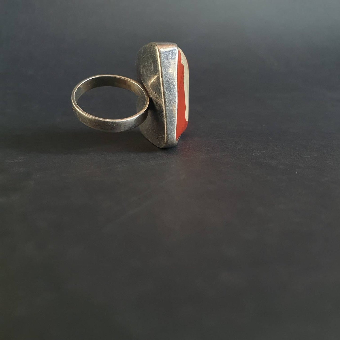 Jasper ring, Red stripe jasper ring, large red river  jasper gemstone in sterling silver Unique statement gifts for all occasions, Rare .