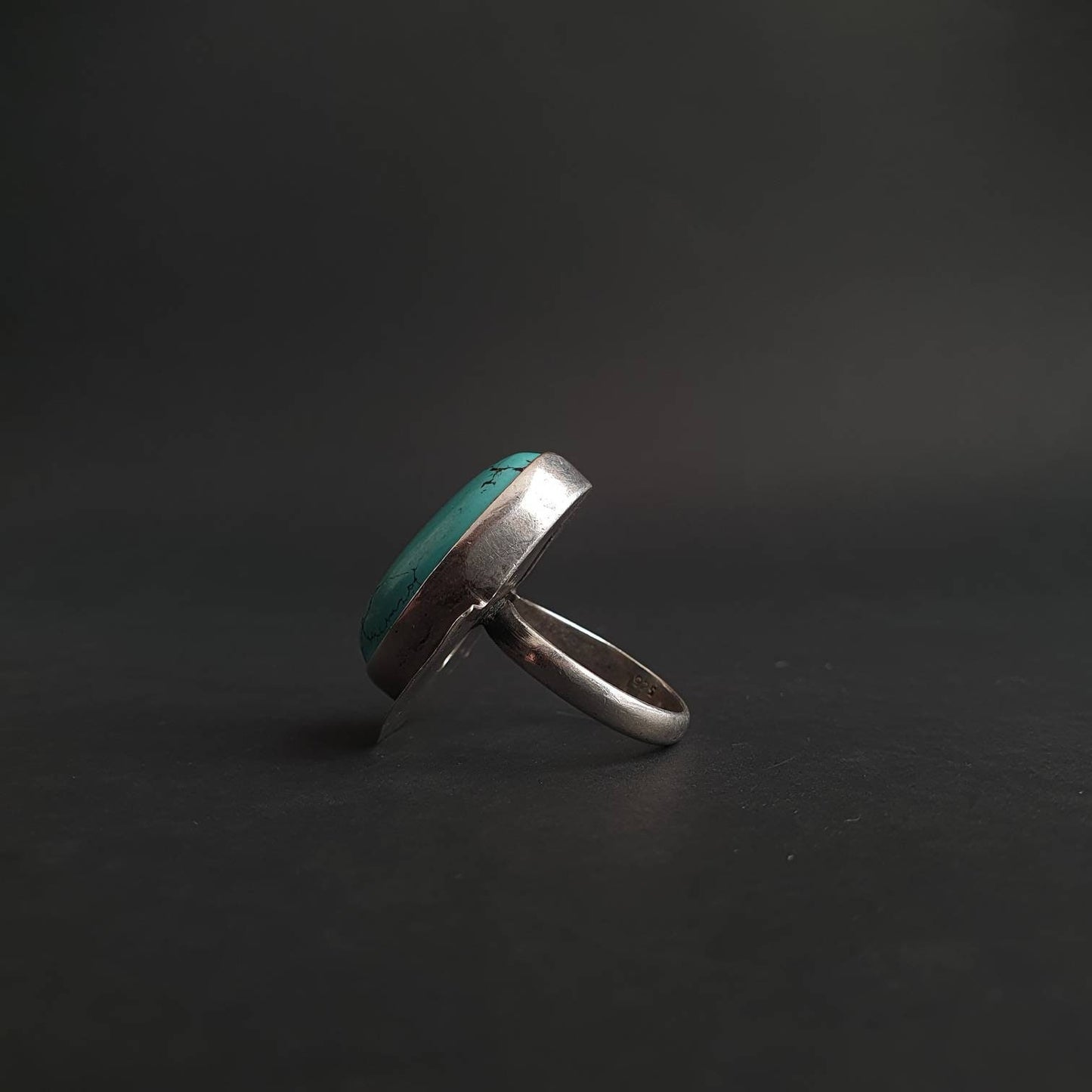 Turquoise ring, Statement Ring, Large spiderweb turquoise & sterling silver Bali ring, Turquoise Bali ring. Turquoise silver jewelry.