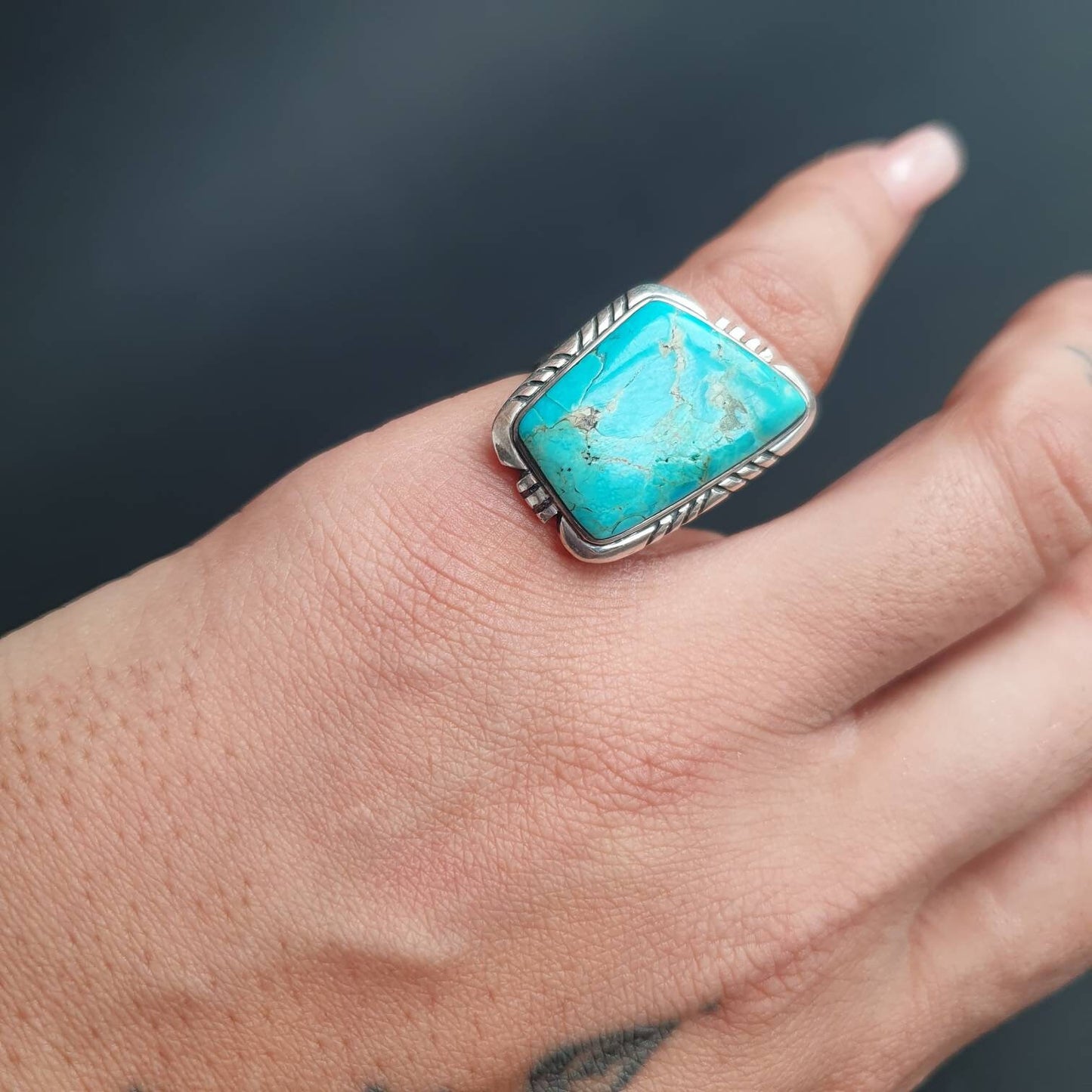 Turquoise ring, Navajo ring,signed jewellery, indian South Western ring,Turquoise gemstone, Unisex ring,statement ring,