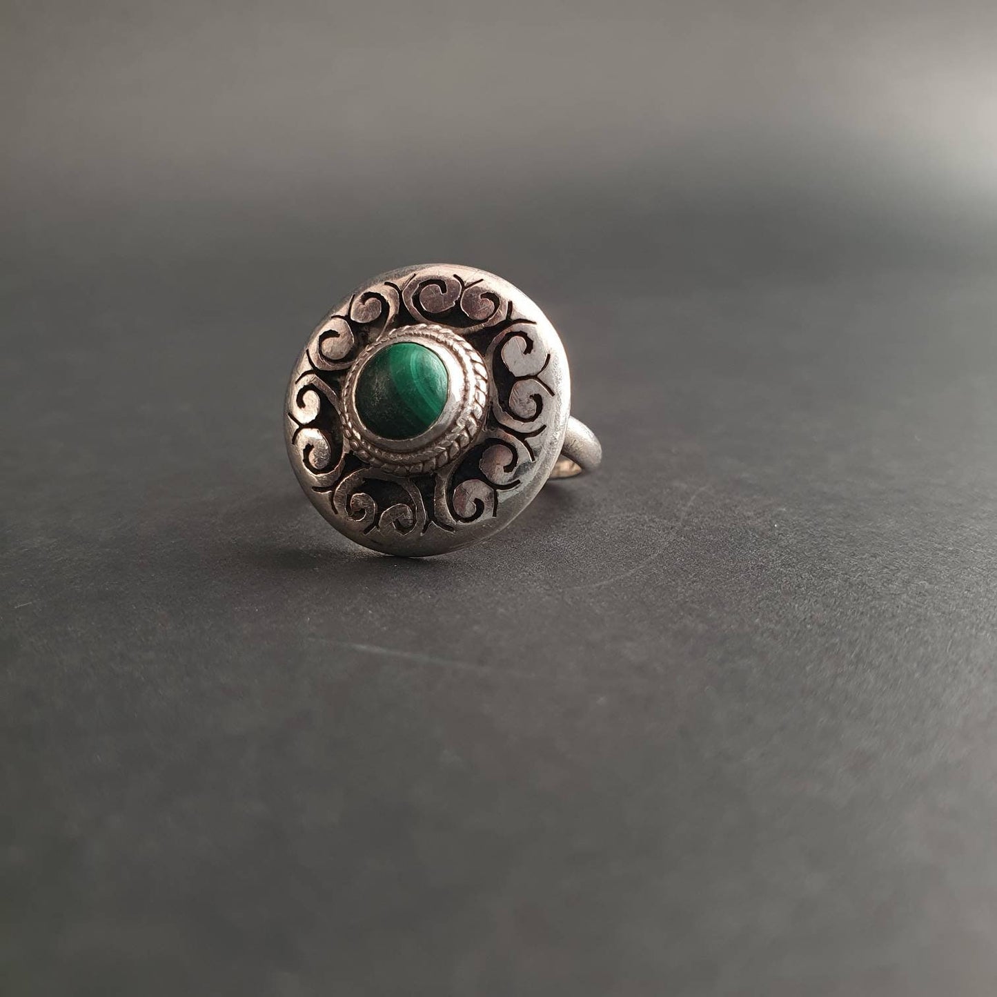 Malachite ring, statement ring,Ethnic ring, Boho Ring, antique victorian sterling silver jewellery, statement ring unisex gifts