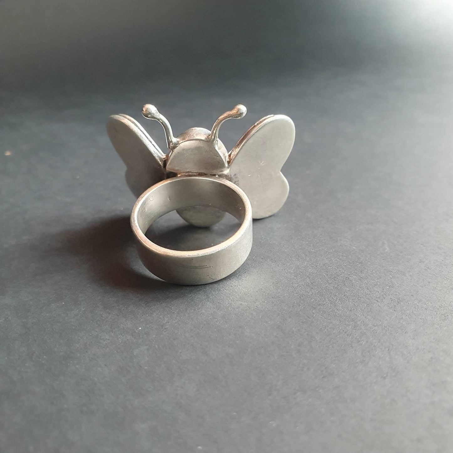 Butterfly jewellery, Butterfly ring rose quartz gemstone, sterling silver Butterfly large chunky statement ring, funky vibe eccentric style