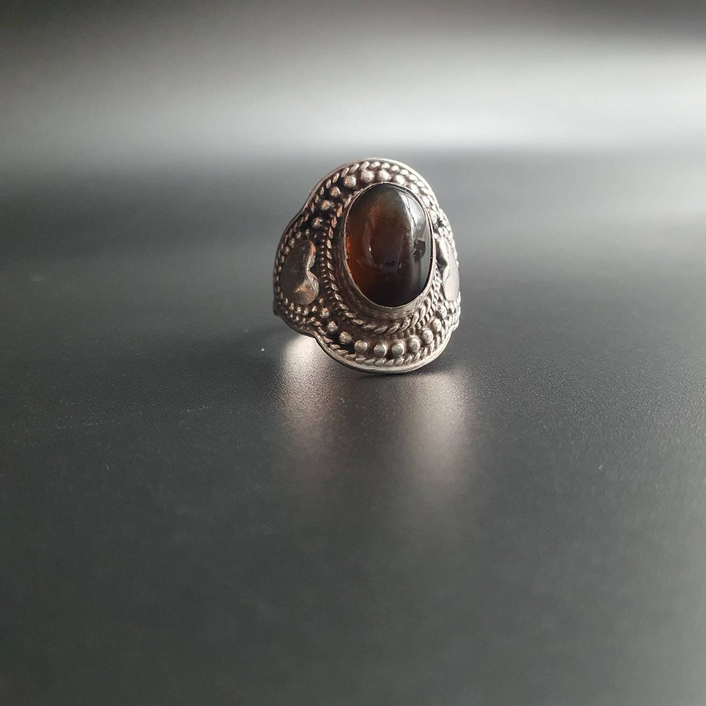 Silver Ring, Gothic, Boho, Agate gemstone, Silver Statement ring, Silver Ring, Love Heart ring,  unique gift ideas collectable jewelry