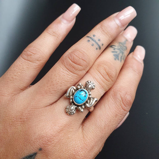 Turquoise ring, Navajo, unique traditional ring, handcrafted, spiritual organic collectibles, authentic craftsmanship,artisanal ring
