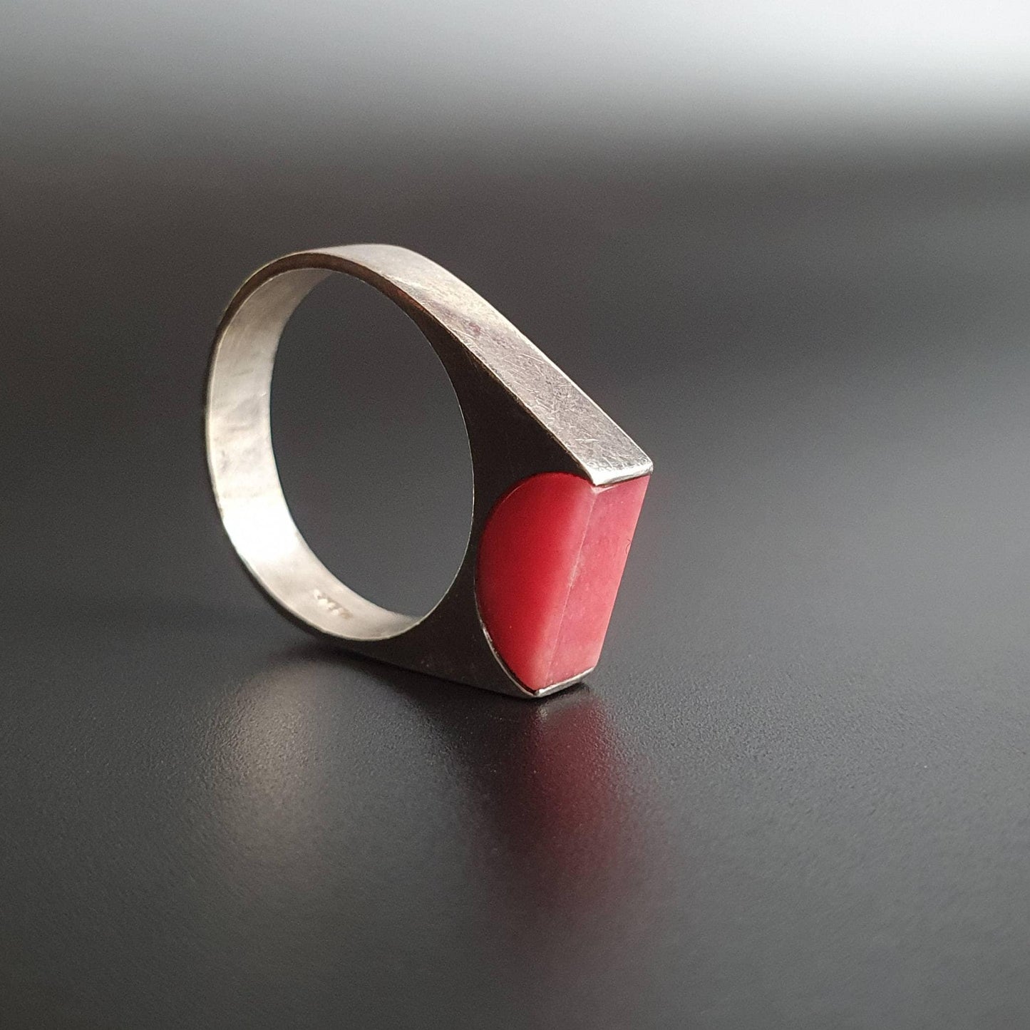 Statement ring, chunky ring, coral gemstone, silver jewellery, gift's, vintage, handmade, unique jewelry, sterling silver ring, designer
