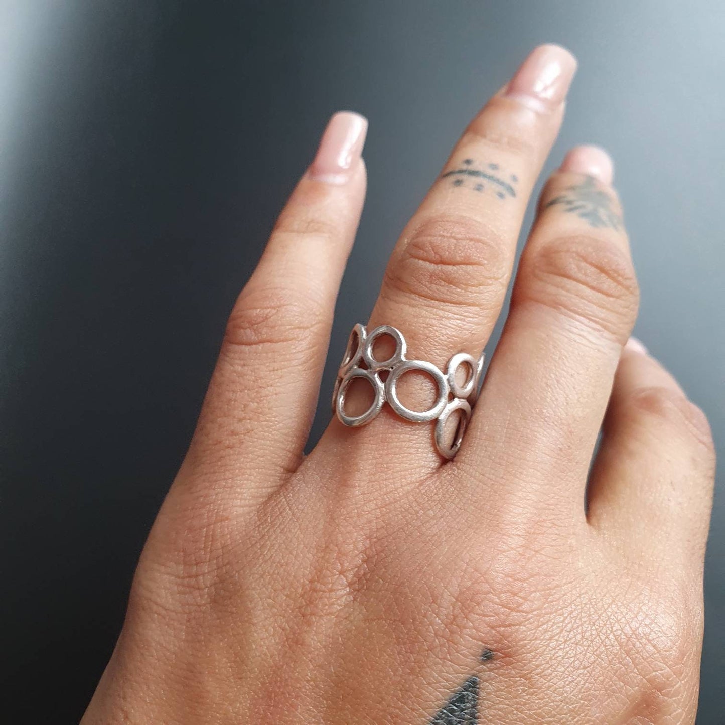 Sterling silver ring, statement ring, unusual gifts, circular design, handmade vintage ring, artistic style,band ring, unisex, gender fluid